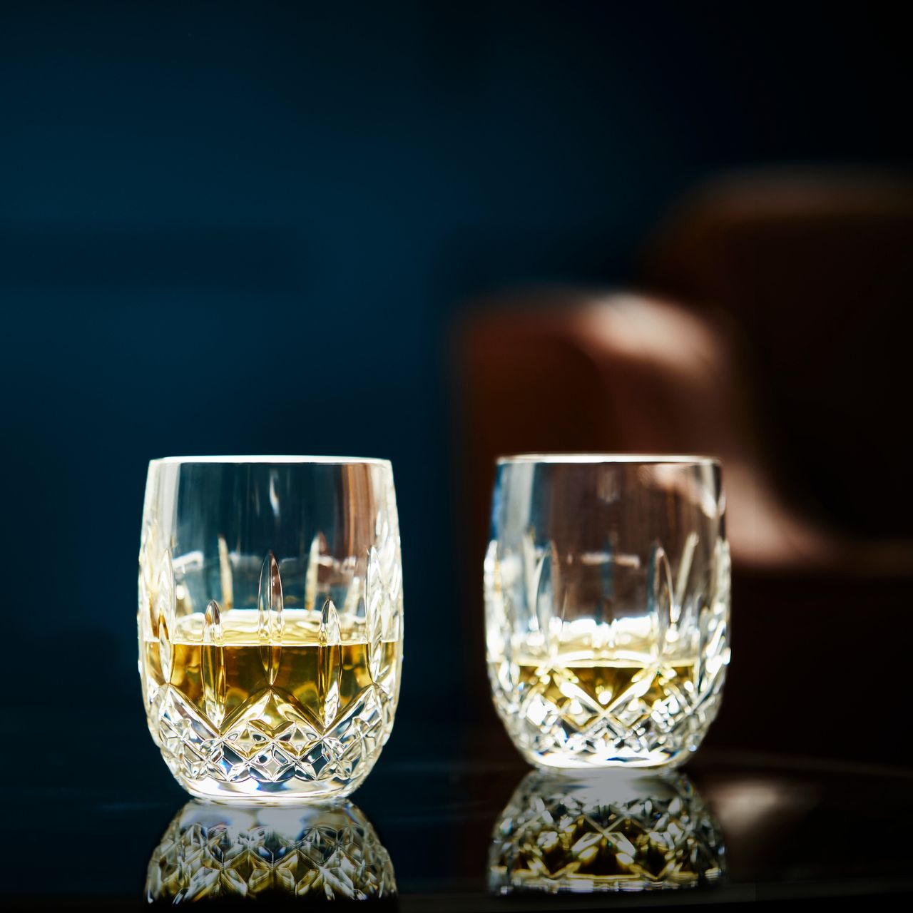 Waterford Crystal Lismore Connoisseur Rounded Tumbler The Waterford Lismore Connoisseur Whiskey Series respects and reveres whiskeys of all varieties with a flight of hand crafted crystal tasting glasses, each one individually shaped and designed for a specific whiskey to be enjoyed straight, neat, or on the rocks. How you choose to drink your whiskey will determine the best Lismore Connoisseur glass for your particular pour.