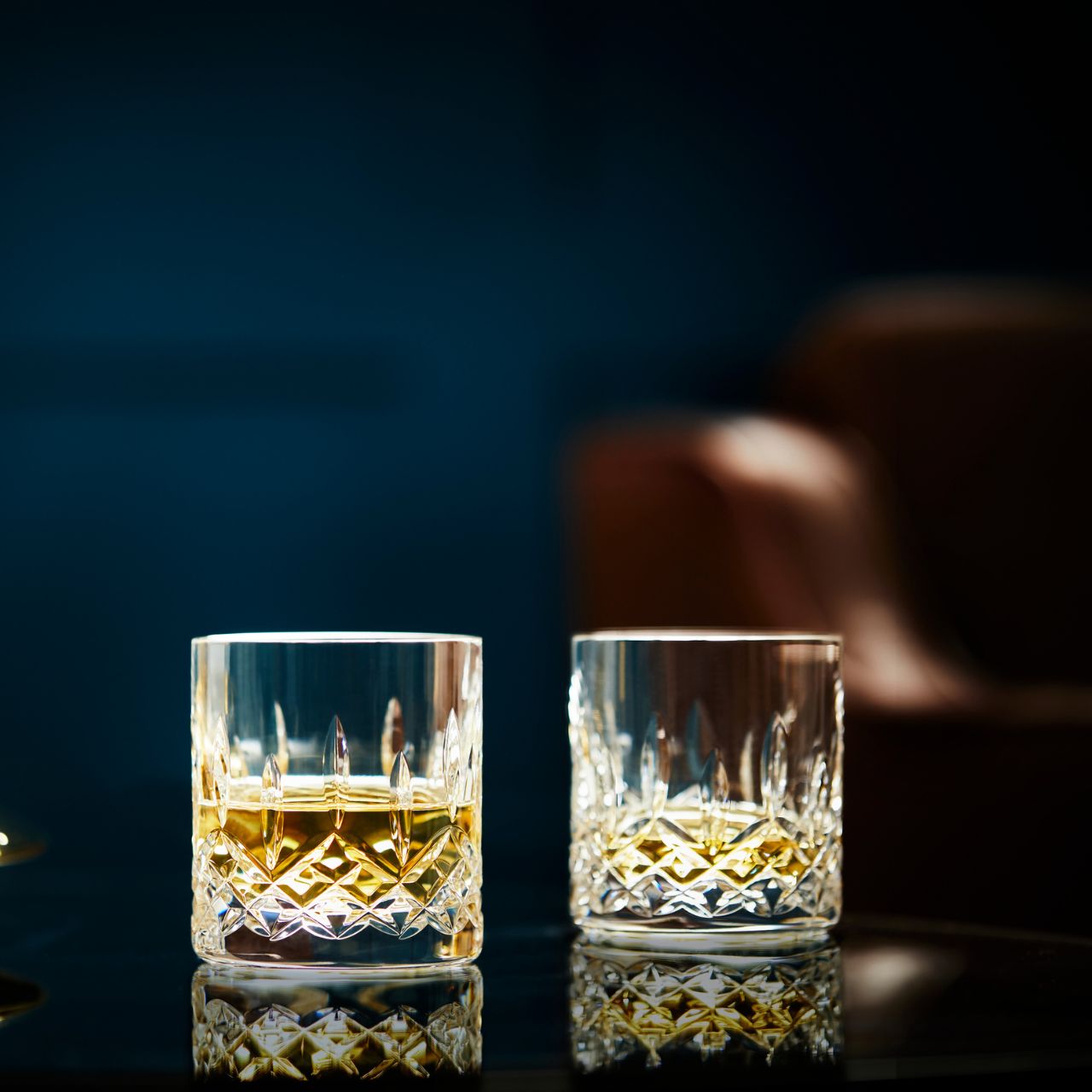 Waterford Crystal Lismore Connoisseur Straight Sided Tumbler Pair The Waterford Lismore Connoisseur Whiskey Series respects and reveres whiskeys of all varieties with a flight of hand crafted crystal tasting glasses, each one individually shaped and designed for a specific whiskey to be enjoyed straight, neat, or on the rocks.