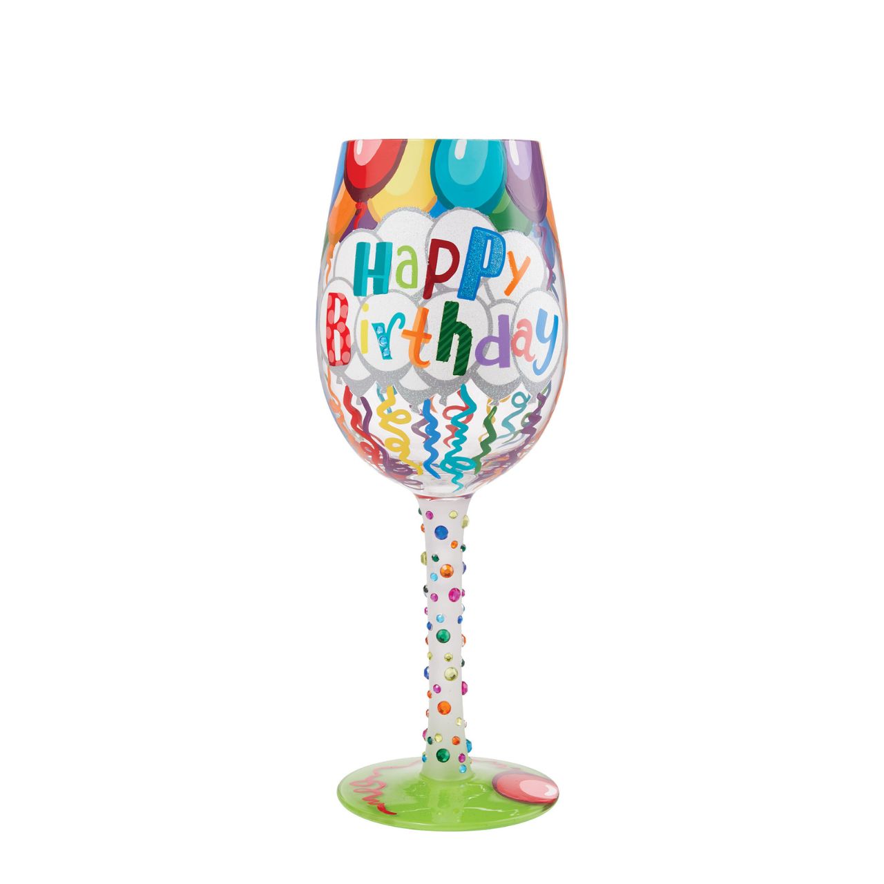 Birthdays only come once a year, make sure to milk them for all they're worth when they do. Serve every birthday beverage in this festive glass, covered in streamers, balloons, and a rainbow of gems. Let there be no doubt who's day it is.
