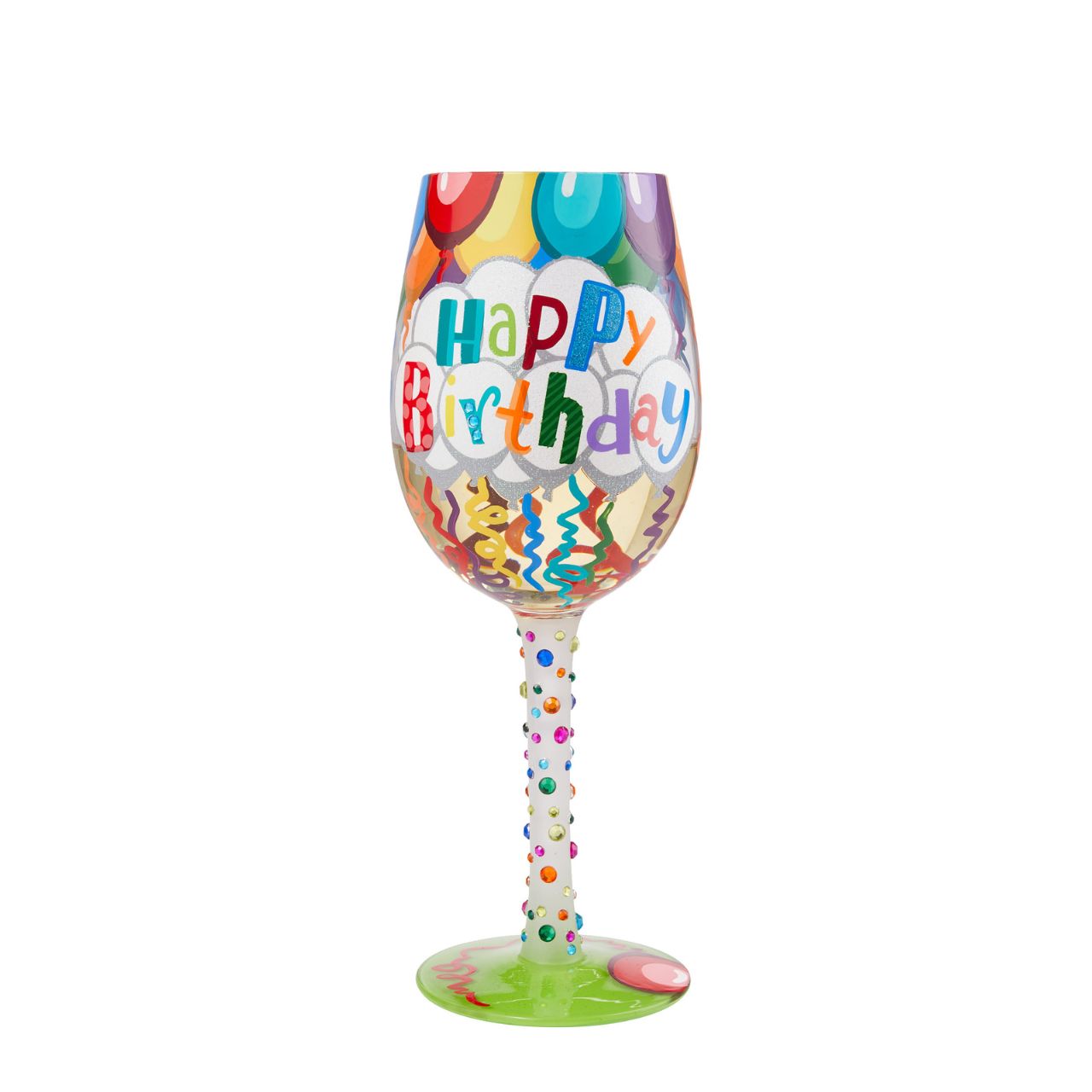 Birthdays only come once a year, make sure to milk them for all they're worth when they do. Serve every birthday beverage in this festive glass, covered in streamers, balloons, and a rainbow of gems. Let there be no doubt who's day it is.