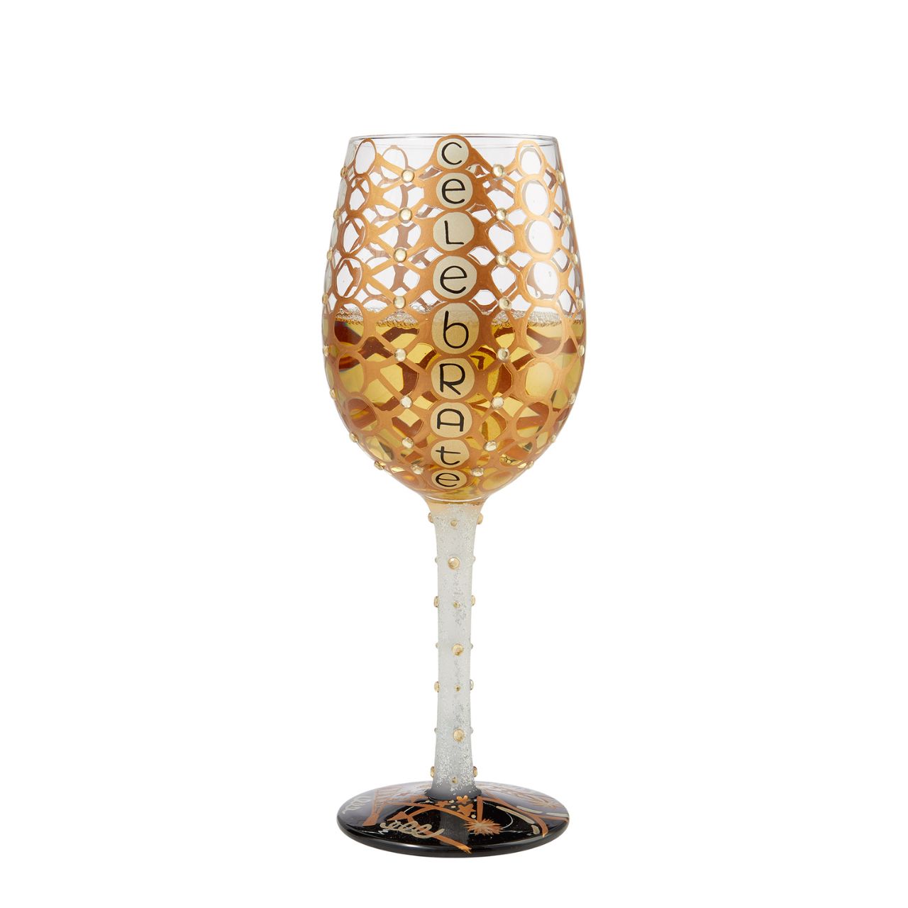 Celebrate Wine Glass by Lolita  Celebrate in style with this super glittery wine glass. Whatever the celebratory occasion, you'll be reaching for this glass, time and time again. Hand wash only. Securely packaged in a beautiful, decorative gift box.