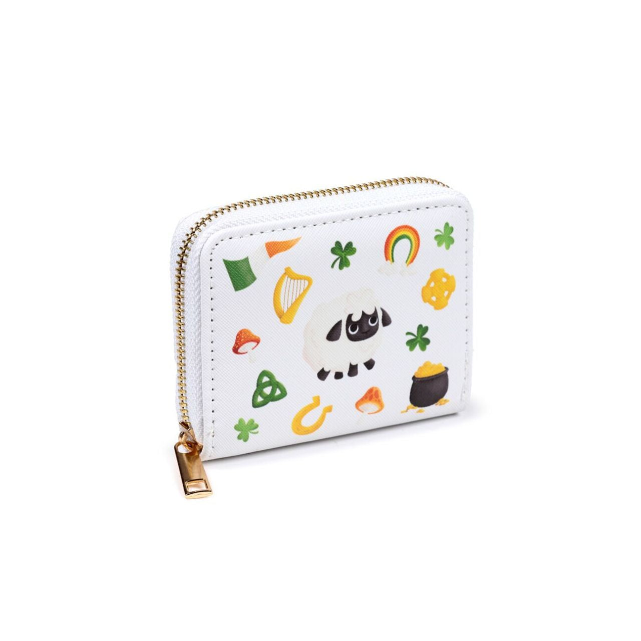 Elevate your everyday essentials with the Luck of the Irish Zip Around Small Wallet Purse. Crafted for both style and practicality, this compact wallet features a secure zip closure to keep your valuables safe while offering organized compartments for cards and cash.
