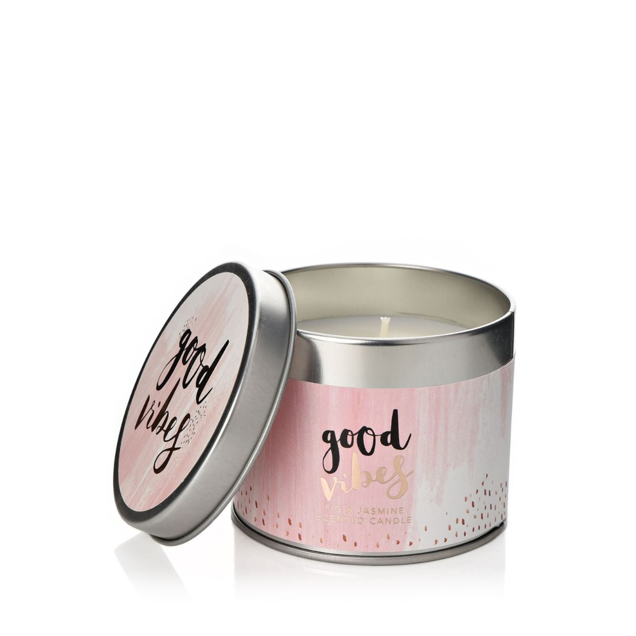 Luxe Candle in a Tin - Good Vibes Inject their special day with good vibes with this beautiful home accessory. Sat in a classy paper wrapped tin, this candle is sure to bring a stylish touch to any space.