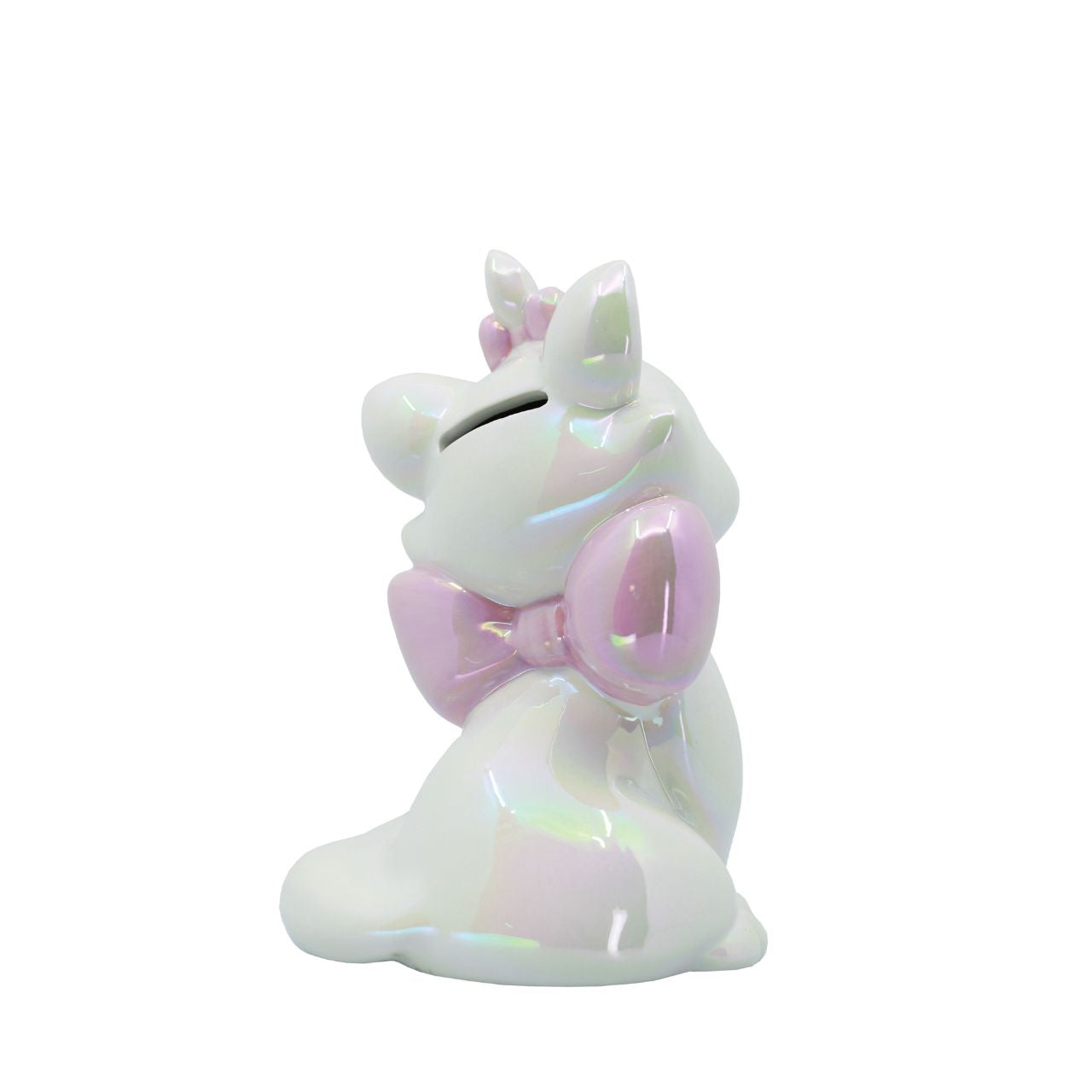 Make saving fun with the Marie Ceramic Money Bank by Disney Showcase. It is the perfect, practical décor piece for Disney fans of all ages. At 17cm tall with a dazzling white, iridescent finish this piece is guaranteed to catch the attention of all that see it and will add the Disney magic to any home.