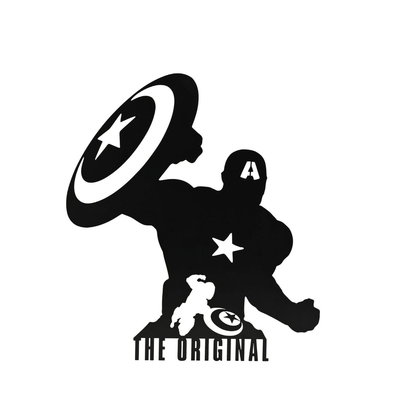 Infuse your space with a touch of superhero allure with our Marvel The Avengers Captain America Wall Plaque. This striking piece features a silhouetted figure holding a star-emblazoned shield, beneath the bold declaration: "THE ORIGINAL".