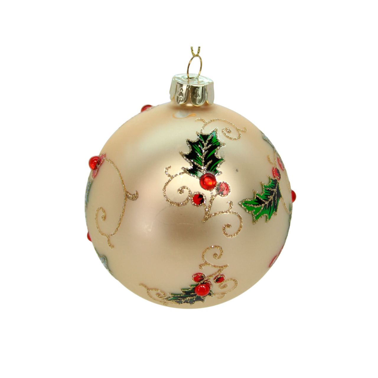 Elevate your holiday decor with this elegant Christmas bauble from Gisela Graham London. Finished in a refined matt gold, it features delicate diamante holly accents that add a subtle sparkle without overwhelming.