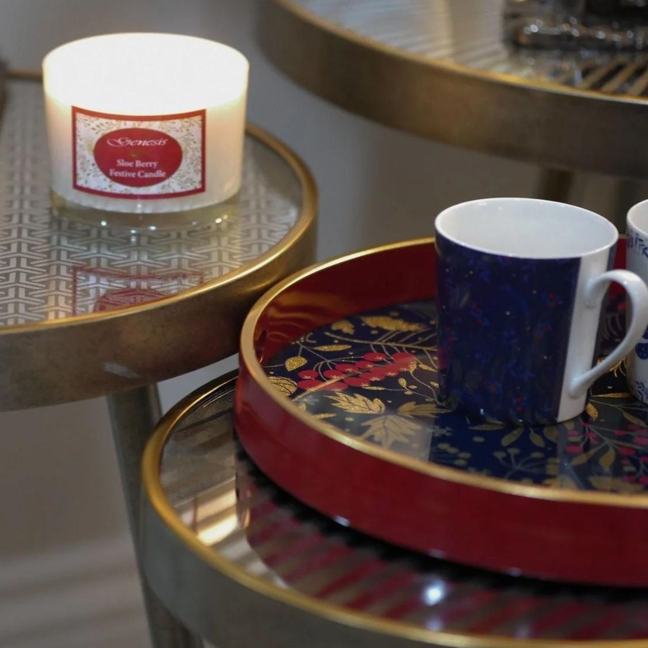Midnight Blue & Red Berry Christmas Mugs Set of 6 by Mindy Brownes Introducing our set of 6 Christmas Cup. These beautifully crafted and designed Christmas cups are an ideal choice for tea, coffee or a hot chocolate curled up beside the fire on a cold winters evening.
