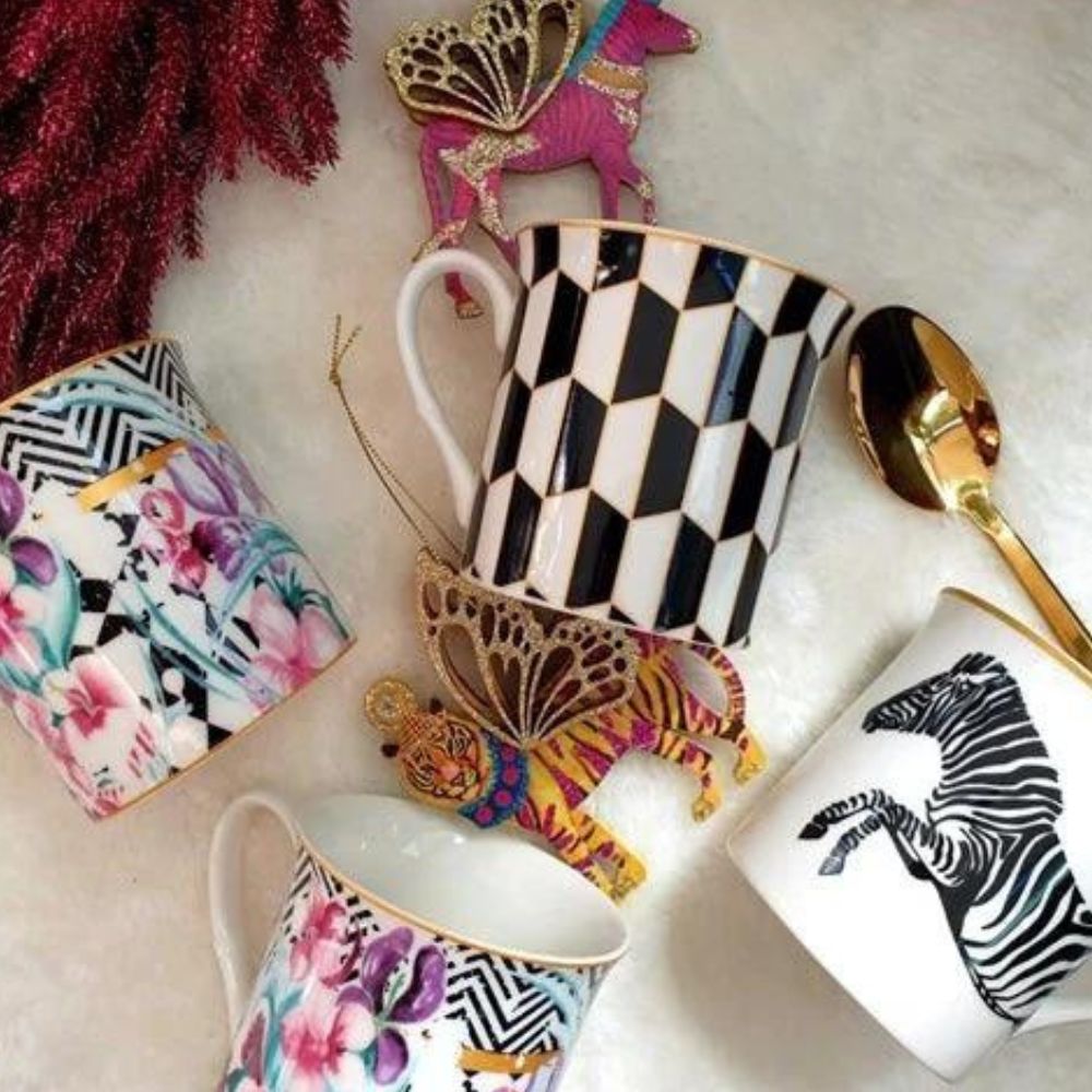 Mindy Brownes Circus Frenzy Cups Set 6 These circus inspired Mindy Brownes cups are colourful and exotic and will bring a element of fun to your kitchen décor. Ideal house warming gift, new home, birthday or general occasion. New bone china, dishwasher & microwave safe presented in a stunning royal blue Mindy Brownes presentation box.