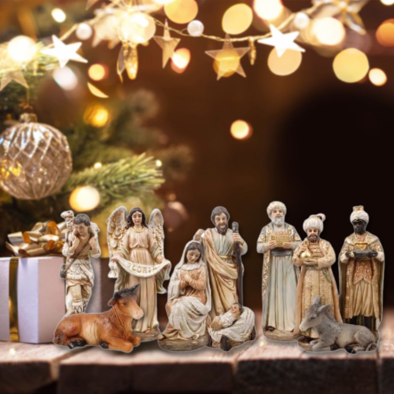 CBC Nativity 6" Resin Pearlised Set of 10 Figures This beautiful Nativity Set of 10 Figures is made of resin and embellished with pearlized accents. Each figure stands 6 inches tall, making it the perfect size for displaying as part of a traditional nativity scene. With intricate detailing, this set is a timeless holiday décor piece sure to be enjoyed for many years.