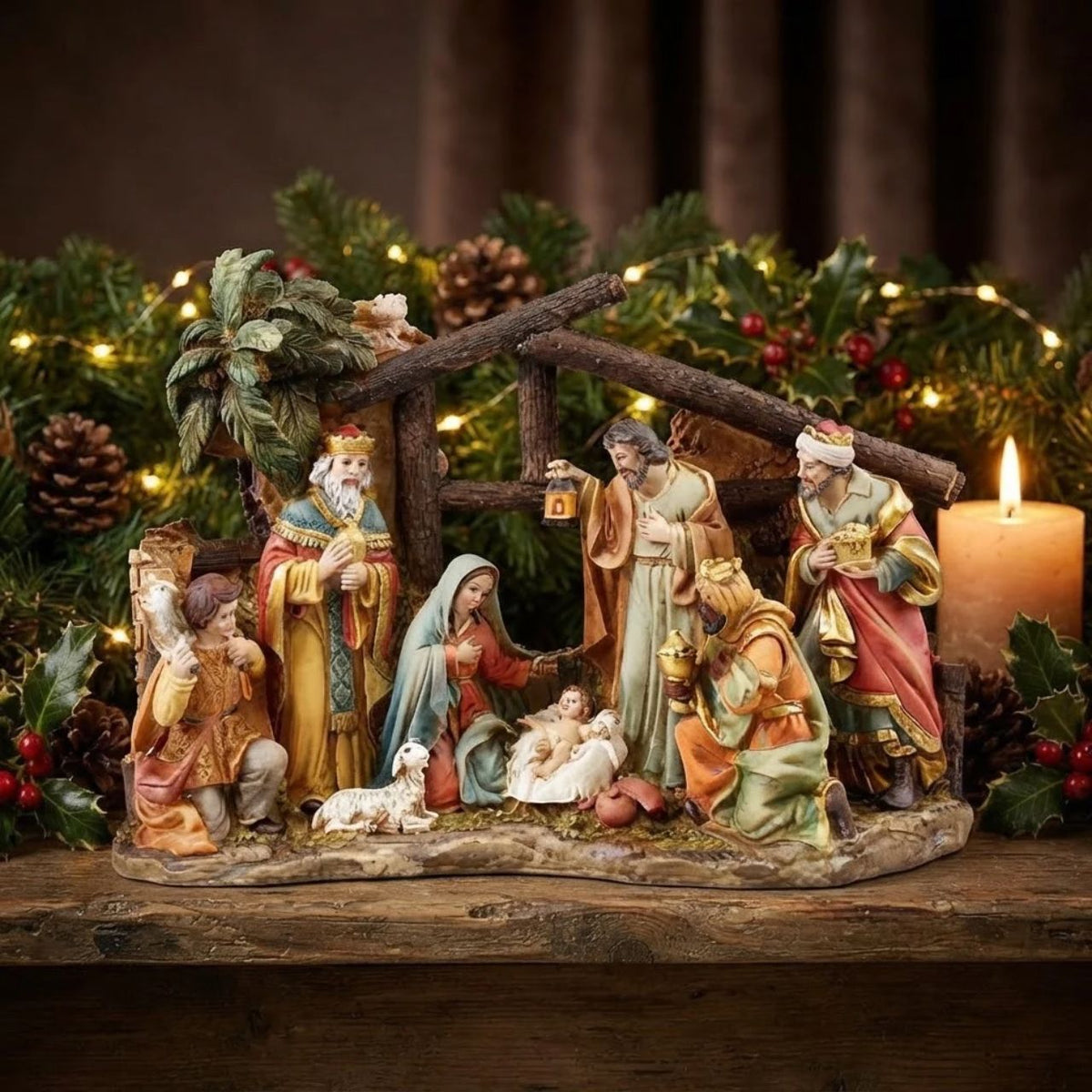 Enhance your holiday décor with our intricately crafted Resin Nativity with attached Shed. This stunning piece measures 5 inches and will bring the true spirit of Christmas into your home. Made with high-quality materials, it will be an enduring addition to your festive collection.