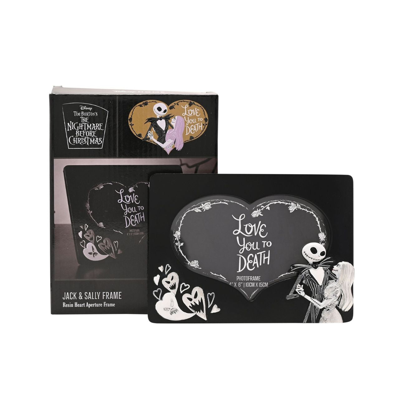 Declare your love with a spooky twist using this Disney The Nightmare Before Christmas picture frame. Featuring Jack Skellington, bats, and a large heart-shaped centerpiece, it's the perfect gift for fans of the classic film.