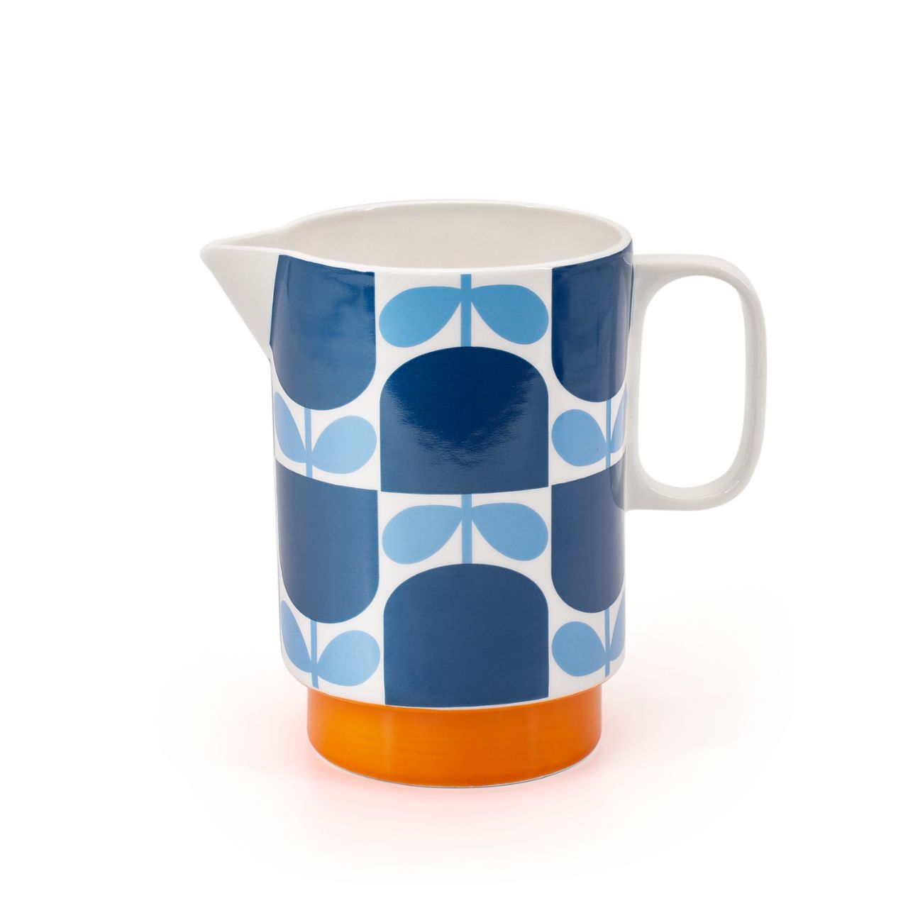 Orla Kiely Block Flower Navy Pitcher Jug DESIGNED IN THE UK BY ORLA KIELY: This water jug has a capacity of 1.5 Litre and has a unique 'Block Flower' print design.