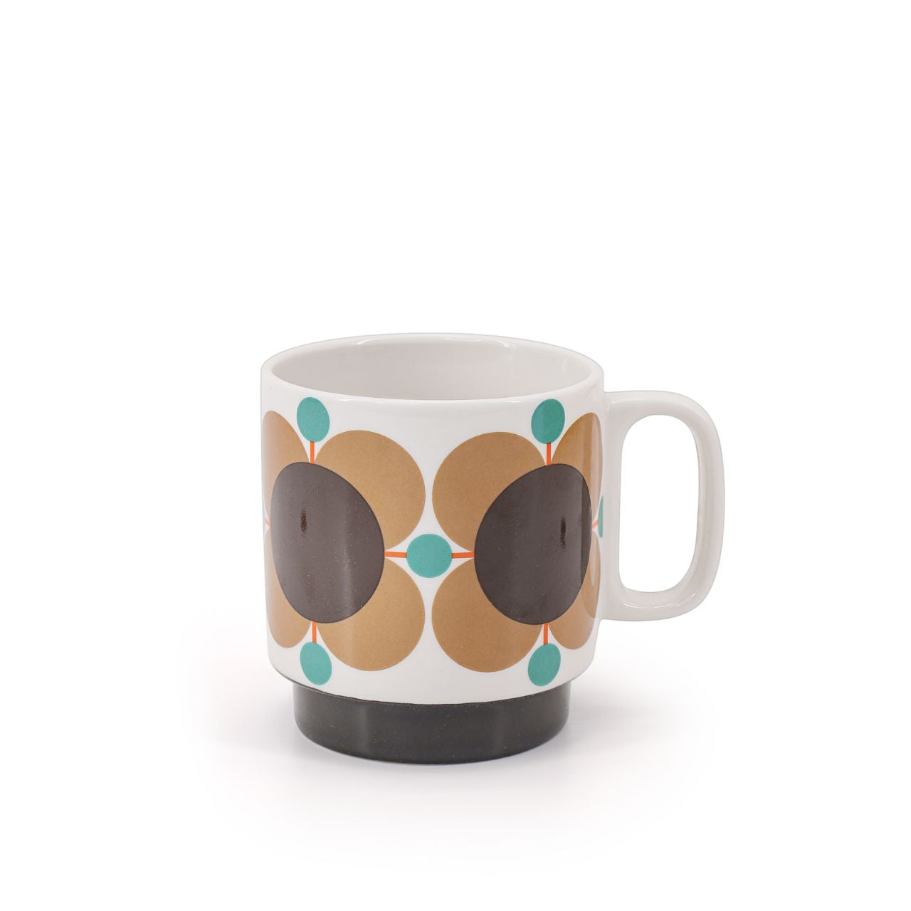 Tipperary Orla Kiely Atomic Flower Jewel Latte Set 2 Stacking Mugs DESIGNED IN THE UK BY ORLA KIELY: This set of two mugs has a unique 'Atomic Flower' print and is designed to be stacked. Each mug is stamped with an authentic Orla Kiely logo.