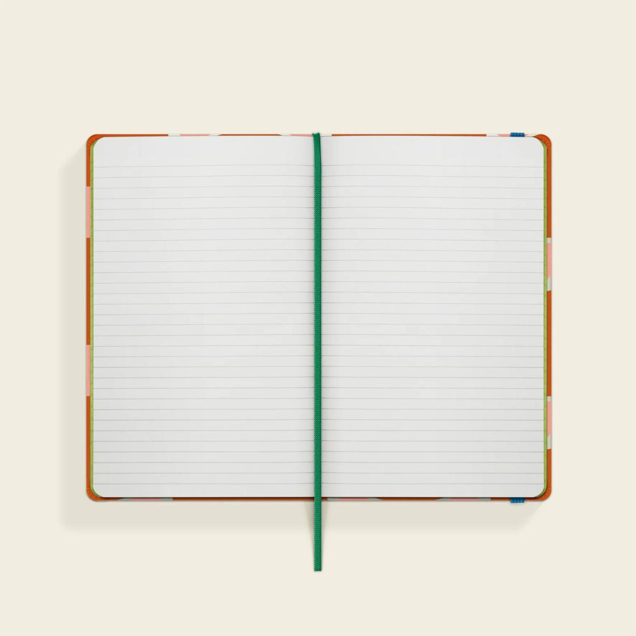 Orla Kiely Block Tulip Small Notebook  Write down your goals, plans and your weekly shopping list in style with our Block Flowers notebook. This notebook has a hardcover with rounded corners, an elastic closure and matching ribbon bookmark. Comes with a lined paper layout and expandable inner back pocket.