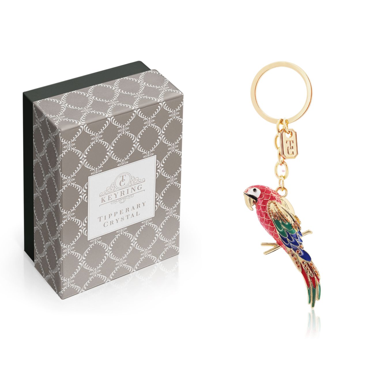 Parrot Keyring by Tipperary Crystal Transform your keys to a fashion statement with this beautiful Parrot Keyring keyring.
