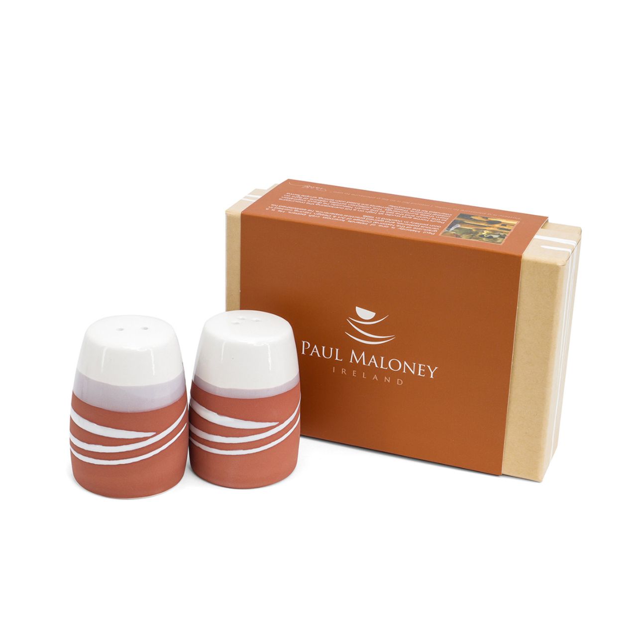 Paul Maloney Pottery Terracotta Salt & Pepper is a high quality pottery set, crafted in the traditional style. The Terracotta tone is eye-catching, and the salt and pepper shakers are perfectly designed for use. Enjoy the timeless beauty of Paul Maloney Pottery in your kitchen.