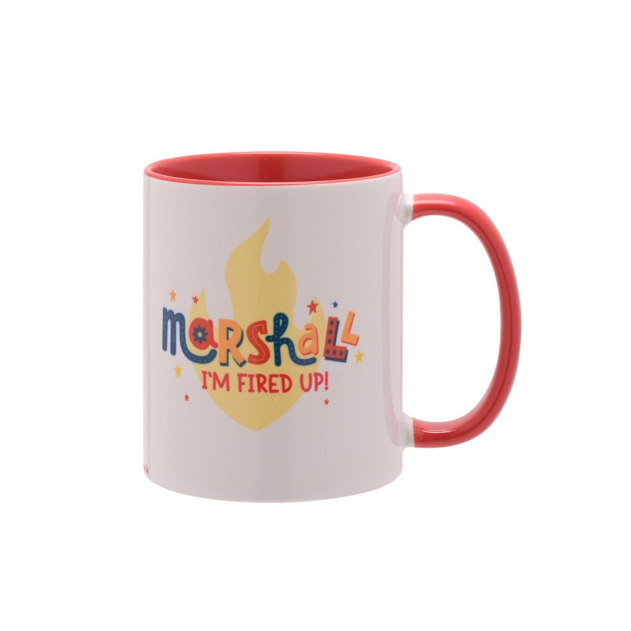 This mug will provide fans of the show with pleasure as they pay homage to the character Marshall. Marshall serves as the team’s firefighting-pup, known for his bravery and dedication. This is signified by his firefighter’s hat and the wording listed on the side, ‘I’m fired up!’