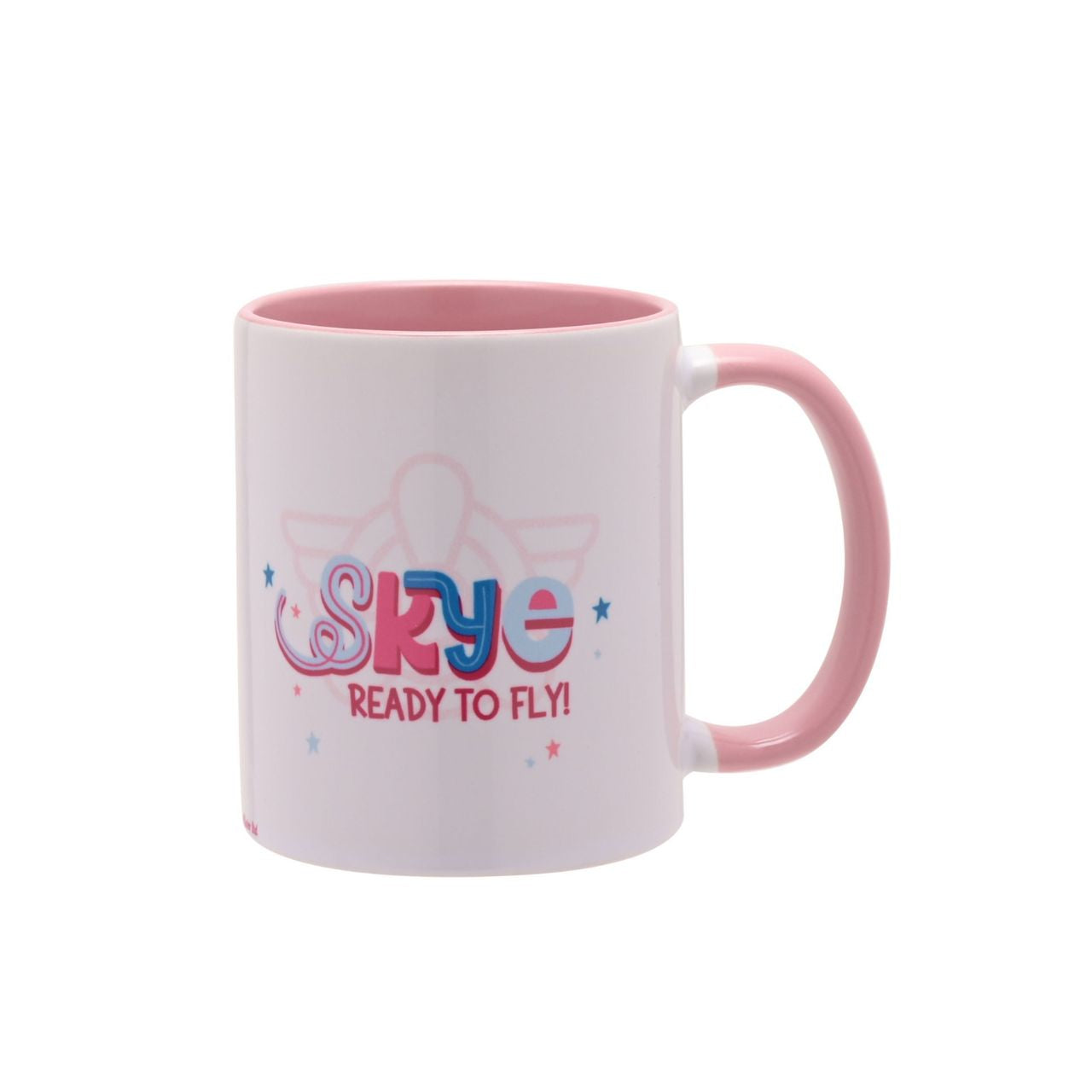 This mug will provide fans of the show with pleasure as they pay homage to the character Skye. Skye serves as the team’s aviator-pup, known for her excellent flying skills. This is signified by her pink pilot’s cap and the wording listed on the side, ‘Ready to fly!’
