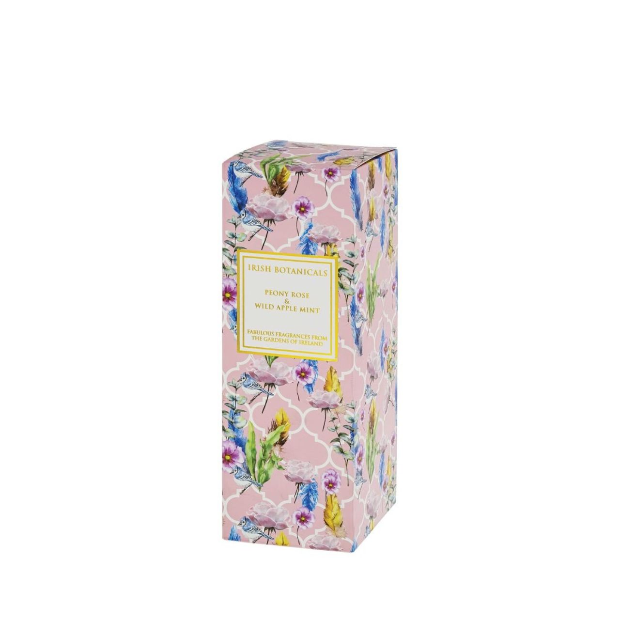 What is more fabulous than a peony rose? A peony rose and fresh apple mint .... one word ... gorgeous! Beautifully packaged in our Irish Botanicals signature gift box. Last for up to 45 days. 6 reed sticks provided. Turn weekly to renew scent throw.