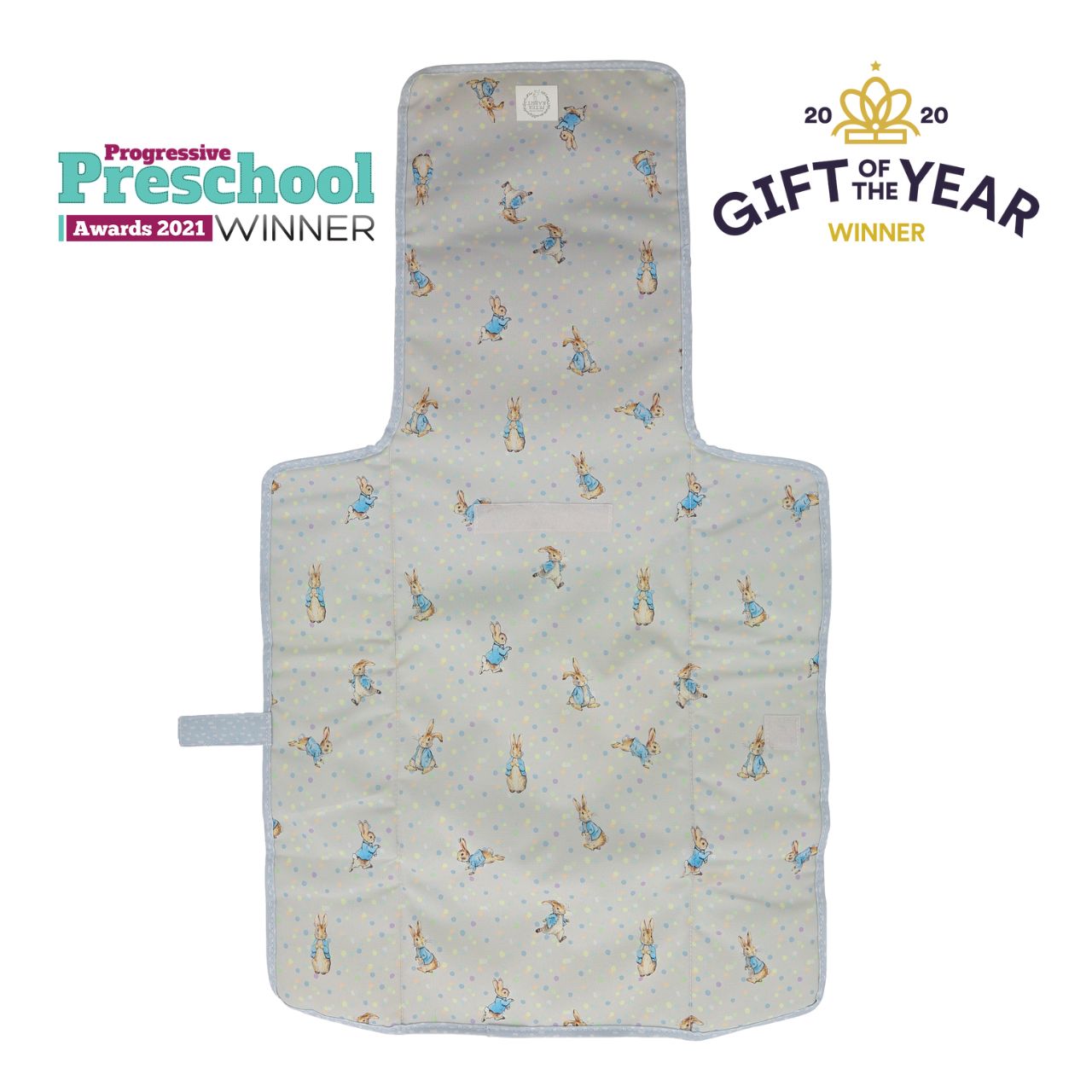 This fold out Peter Rabbit changing mat is both adorable, practical and essential for quick trips out with your baby. The changing mat has been designed to take you seconds to unwrap and use when you are on the go, helping to spend more time on the things you love doing with your baby.