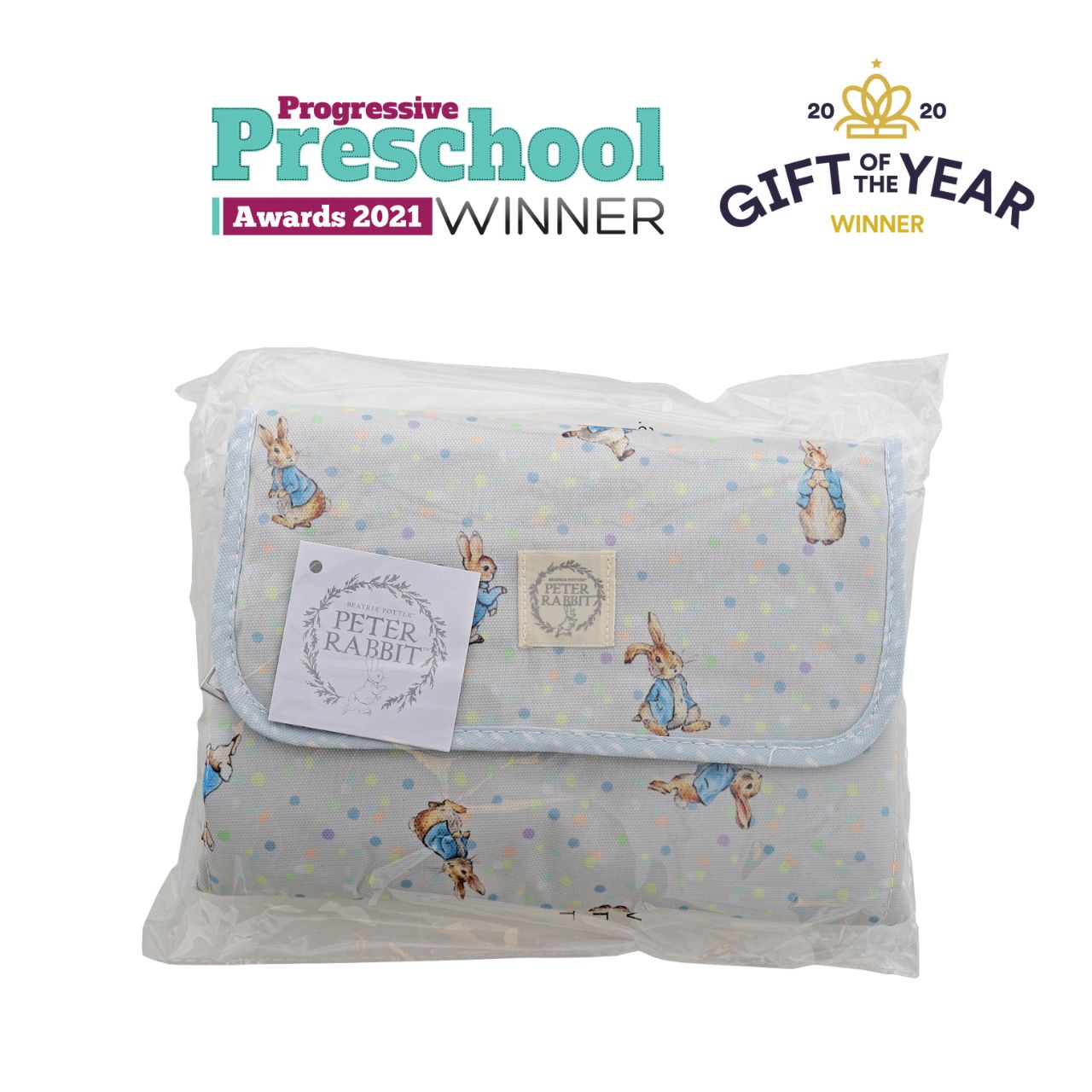 This fold out Peter Rabbit changing mat is both adorable, practical and essential for quick trips out with your baby. The changing mat has been designed to take you seconds to unwrap and use when you are on the go, helping to spend more time on the things you love doing with your baby.