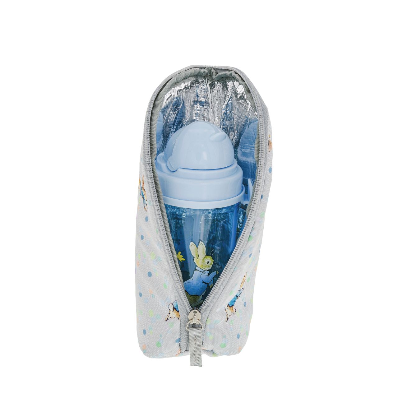 Beatrix Potter Peter Rabbit Insulated Bottle Bag Our portable classic Peter Rabbit insulated bottle bag makes feeding on the go easy. Can be used to keep bottles hot or cold, ideal for your hungry little rabbit. The adorable design ensures it fits perfectly on your wrist, pram or bag. The design allows this bottle bag to be gender-neutrals and perfect for any baby shower gift.