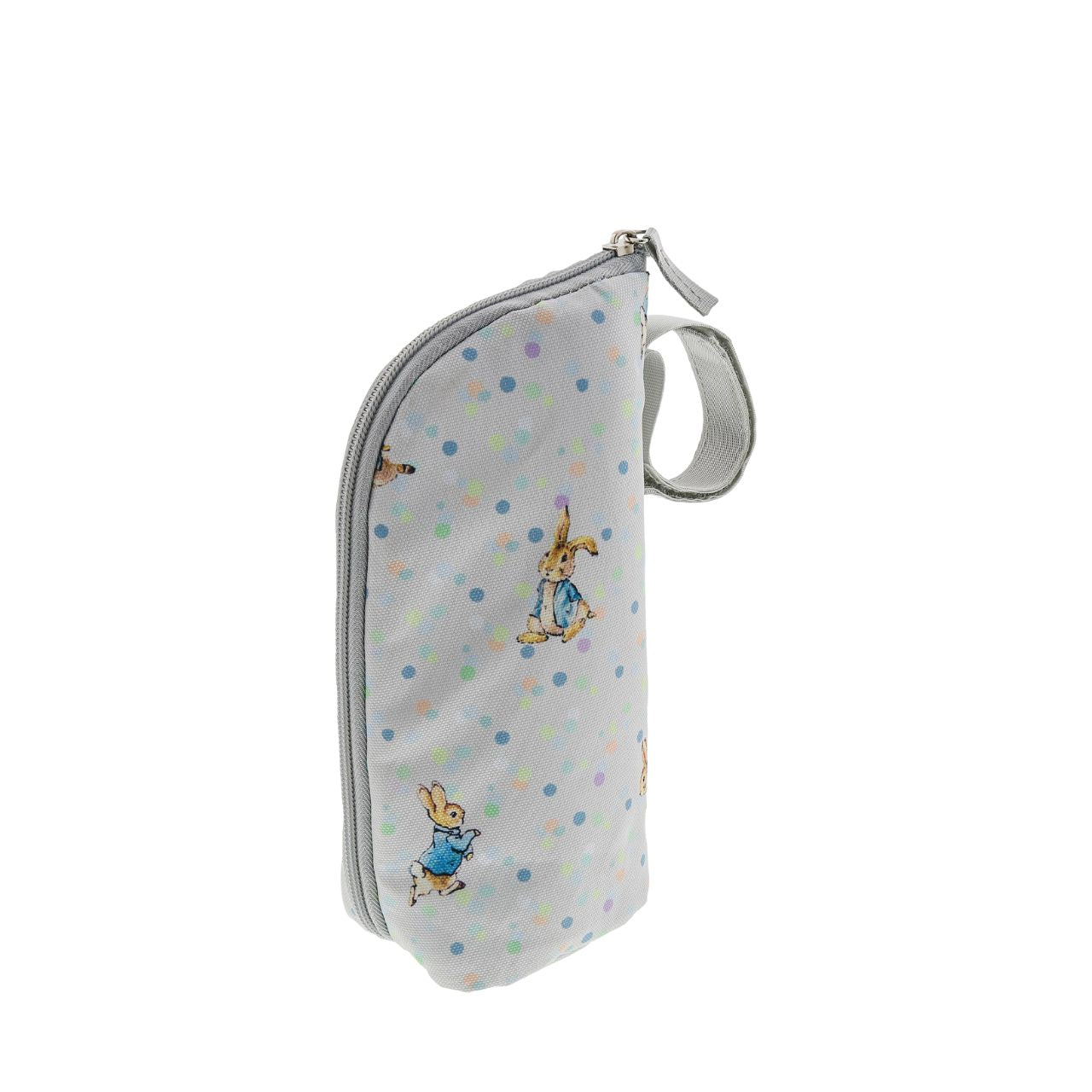 Beatrix Potter Peter Rabbit Insulated Bottle Bag Our portable classic Peter Rabbit insulated bottle bag makes feeding on the go easy. Can be used to keep bottles hot or cold, ideal for your hungry little rabbit. The adorable design ensures it fits perfectly on your wrist, pram or bag. The design allows this bottle bag to be gender-neutrals and perfect for any baby shower gift.