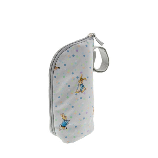 Beatrix Potter Peter Rabbit Insulated Bottle Bag  Our portable classic Peter Rabbit insulated bottle bag makes feeding on the go easy. Can be used to keep bottles hot or cold, ideal for your hungry little rabbit. The adorable design ensures it fits perfectly on your wrist, pram or bag. The design allows this bottle bag to be gender-neutrals and perfect for any baby shower gift.
