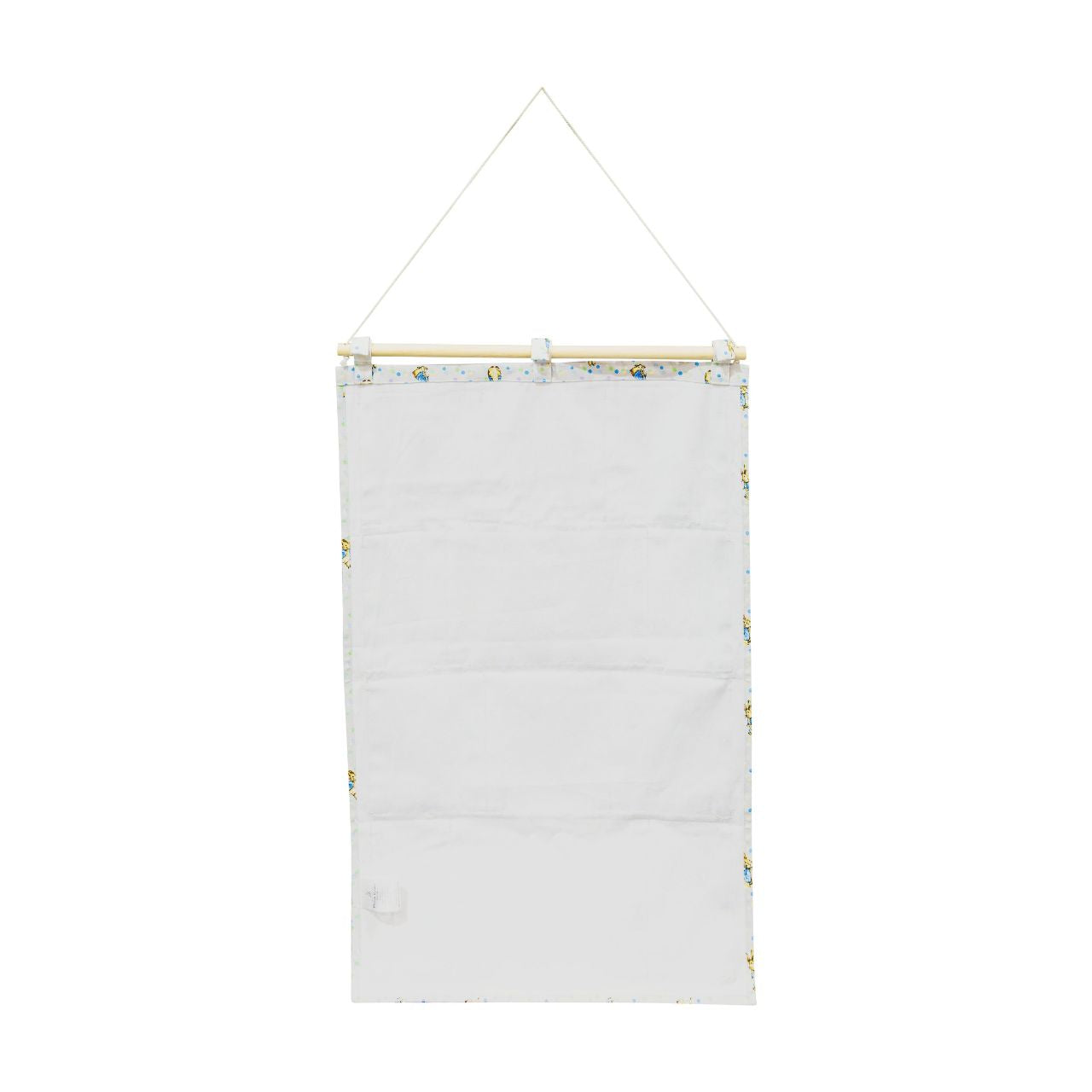 A new format to our Beatrix Potter collection, the Peter Rabbit Nursery Organiser. Featuring 12 individual pockets over 4 shelves, rope to hang the organiser on the wall and a new Peter Rabbit design, this is the ultimate organiser for your nursery.