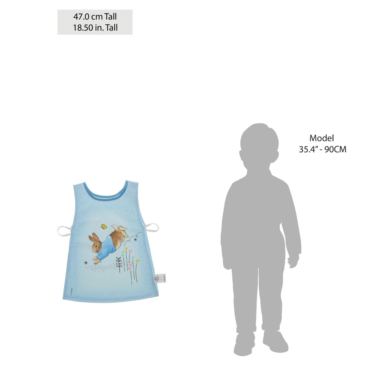 Introducing the charming Peter Rabbit Tabard, designed with both style and practicality in mind. Featuring hook & loop tape fastening at the neck and elasticated sides, this bib is easy to put on and adjust, ensuring a snug fit for your little one.