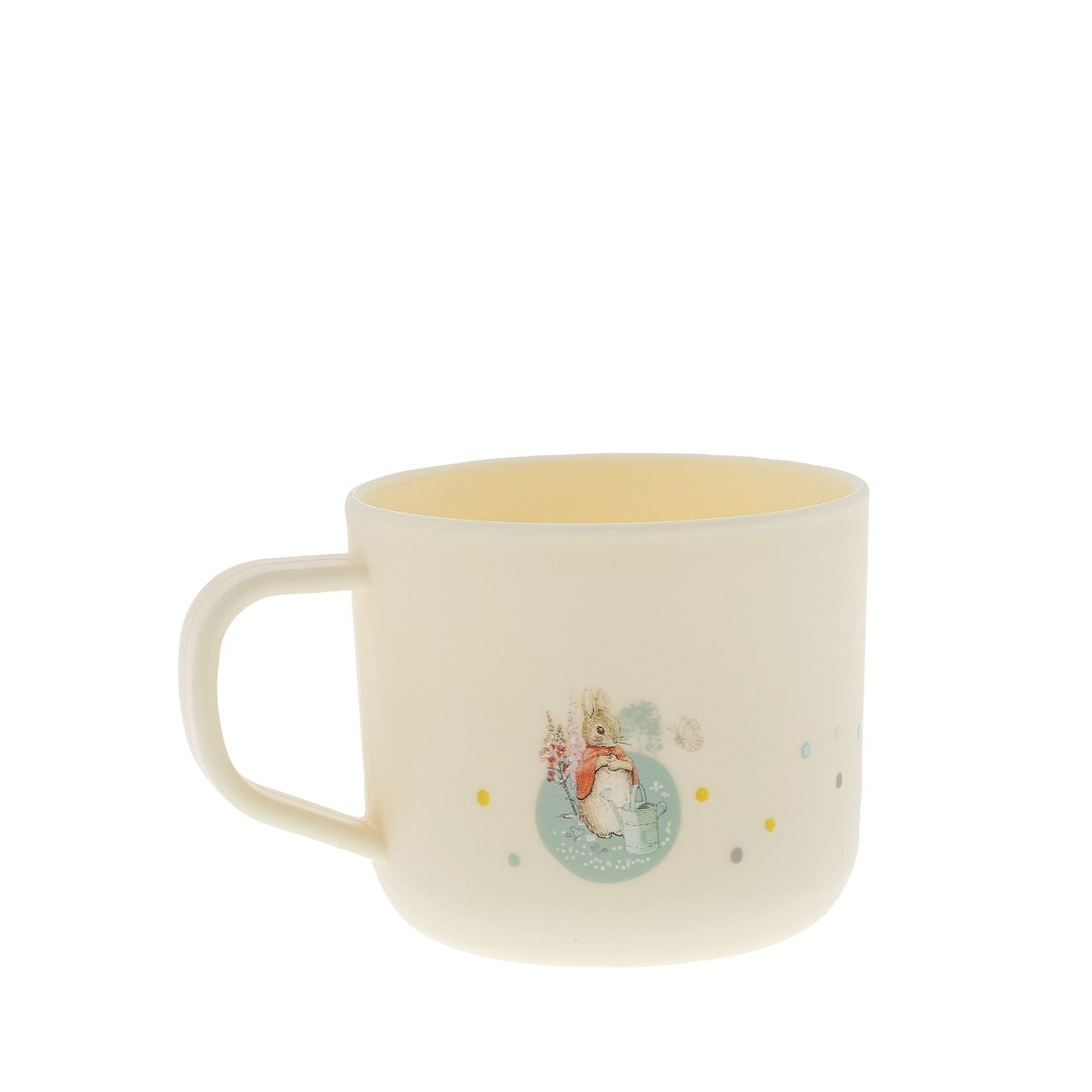 Beatrix Potter Flopsy Mug Introducing this brand new at home with Peter Rabbit collection. There's nothing quite like a fun Flopsy motif to entice those little tummies to clear their plates. Make mealtimes fun and practical with this mug.