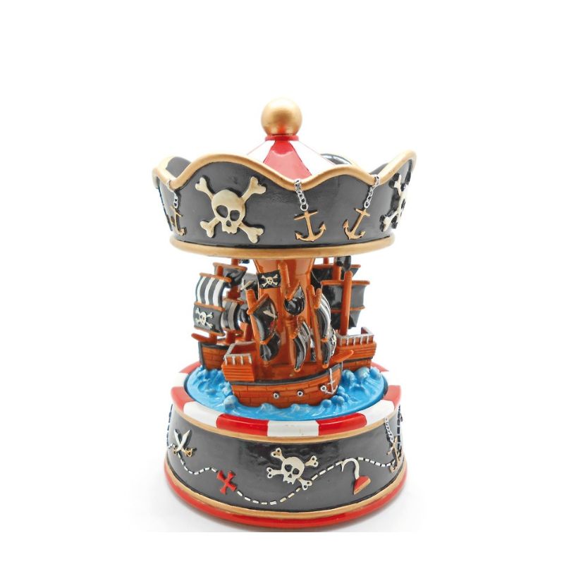 Experience the enchanting world of pirates with the Pirate Carousel by Music Box World. Immerse yourself in the intricate details and mesmerizing music of this beautifully crafted carousel. Perfect for collectors and music lovers alike.