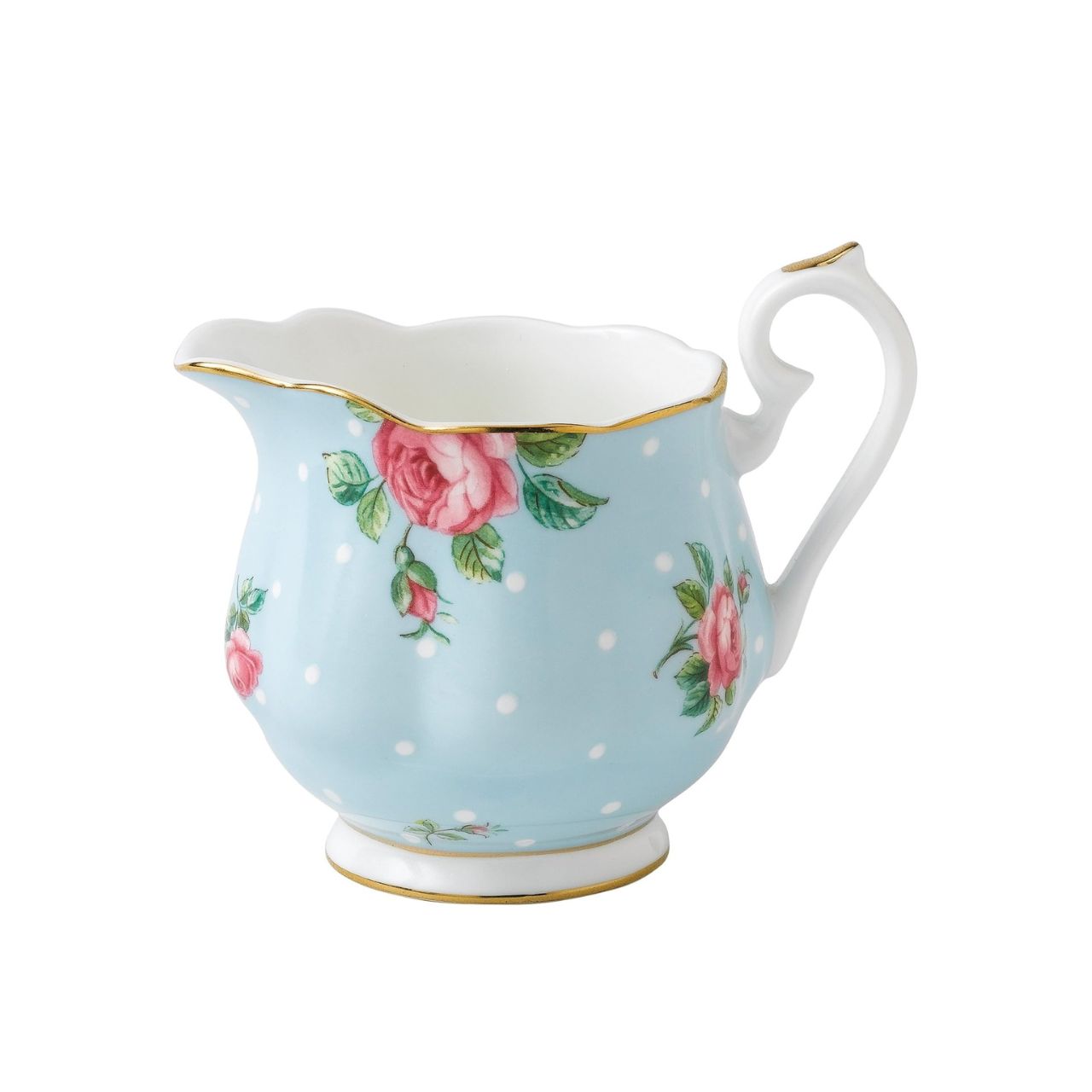 vintage patterns that have made Royal Albert famous the world over. Youthful and exuberant, this beautiful Polka Blue sugar & creamer, all charmingly fashioned in fine bone china and combining classic form with intricate detailing, vibrant colours and a lustrous gold rim.