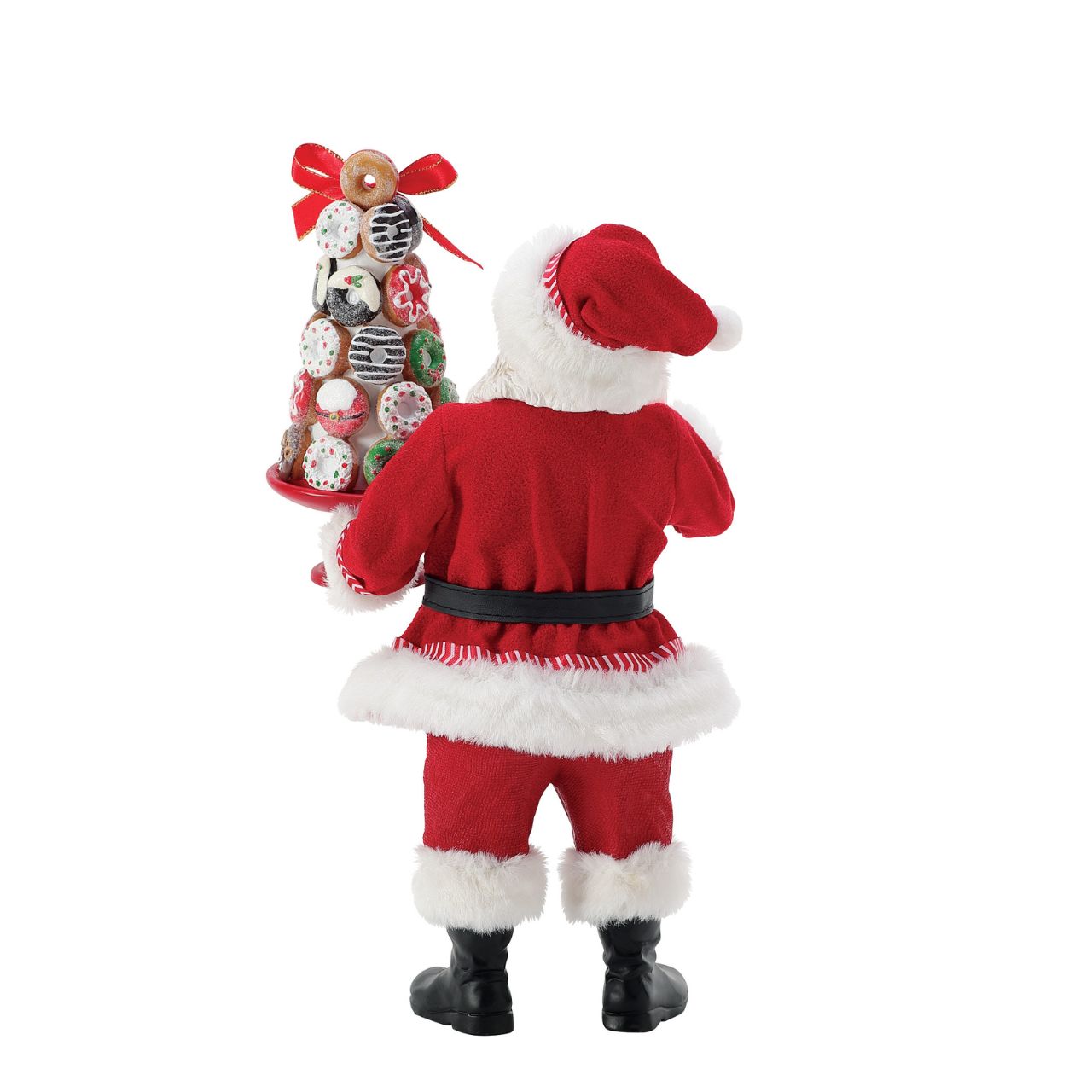 Donut Tower from Possible Dreams captures Santa in with a pile of sweet treats. Carefully balancing his plate, this piece has been made with high quality cast stone and dressed in Clothtique - a stiffened fabric - to ensure that it keeps its shape for all the years you display it during the festive period.