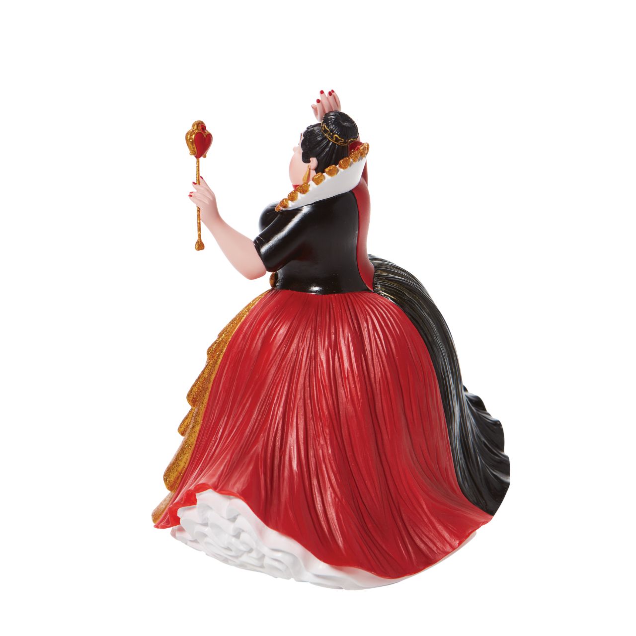 In honour of the 70th anniversary of the Disney classic, Alice in Wonderland, the Queen of Hearts dons her most ostentatious gown and crown. With glittering gold details and bright red lipstick, she's ready to deal out beheadings in style.