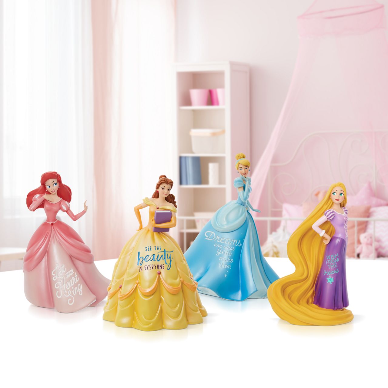 Tangled Rapunzel Wish Princess Expressions Figurine Rapunzel from the hit Disney film 'Tangled' in an expressive pose with an empowering message that reads "Wish from the Heart"