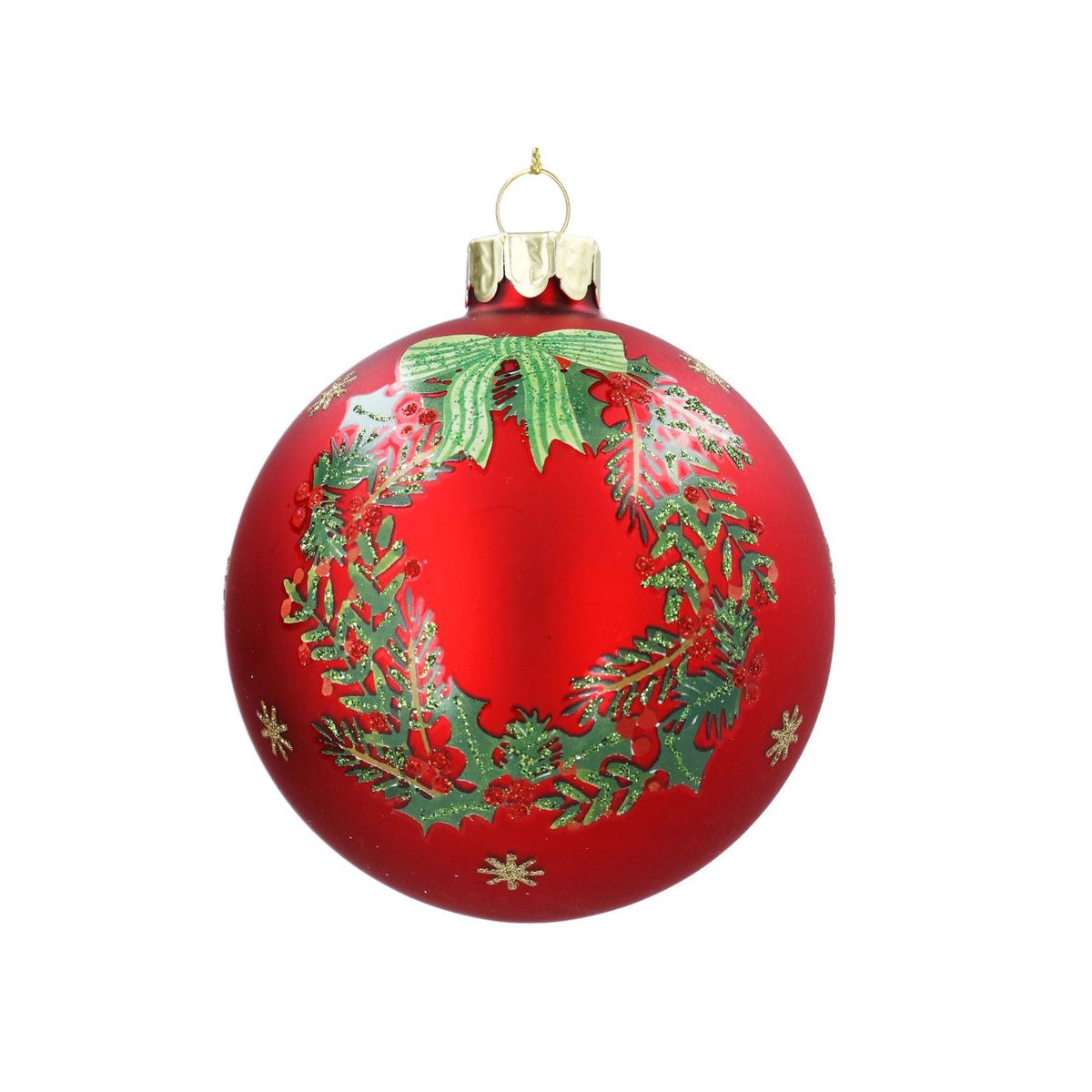 A festive red Holly Christmas Wreath Glass Bauble from Gisela Graham adds traditional yuletide charm to your tree. This elegant ornament features a vibrant holly wreath design in classic Christmas red, perfect for creating a cohesive seasonal display.