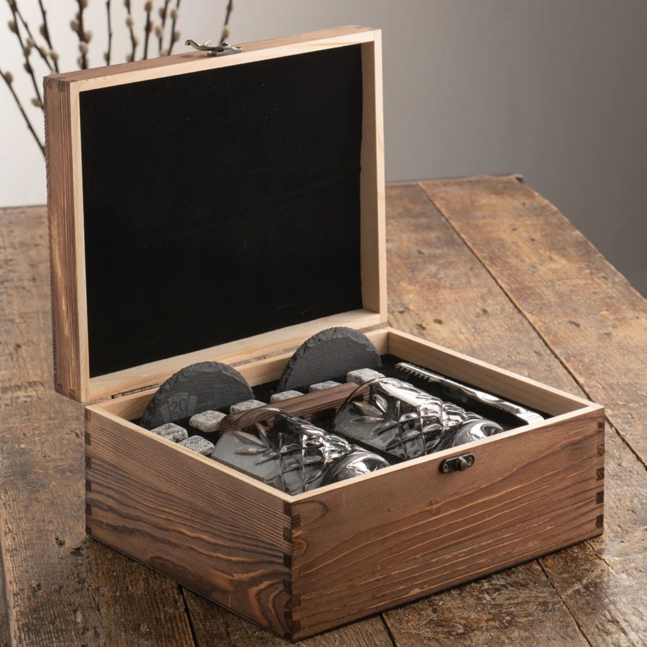 Our New Renmore Bamboo wooden boxed whiskey gift set is the ultimate gift set for any whiskey enthusiast. All whiskey lovers will feel like they are the classiest whiskey drinker around with our stunning set. They will have everything they could ever need to enhance and experience the flavour of their whiskey. Our whiskey set is an ideal gift for any occasion.