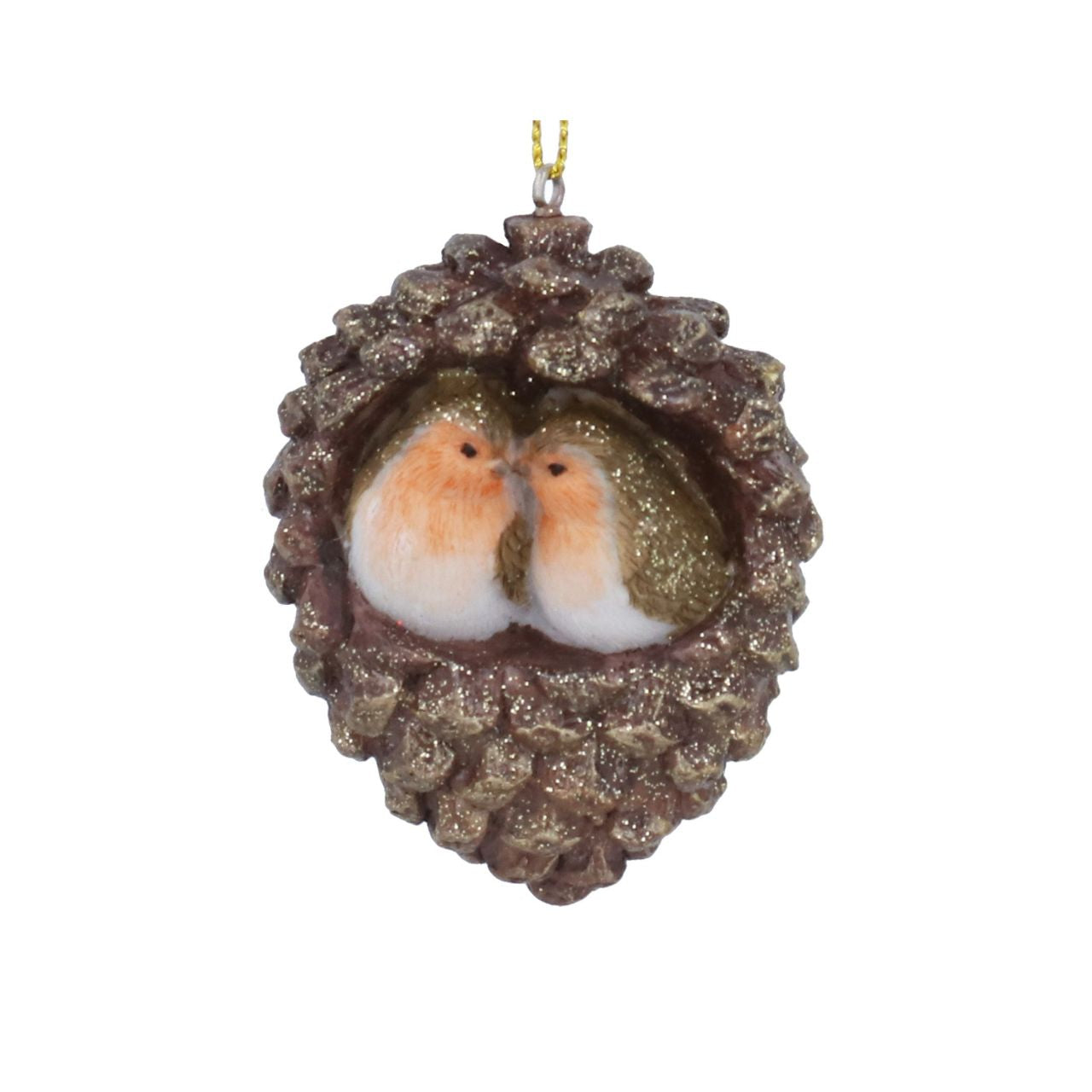Elevate your holiday décor with the Gisela Graham Robins in Pinecone Christmas Hanging Ornament. This elegant piece beautifully combines festive charm with natural elements, featuring detailed robins perched on textured pinecones.