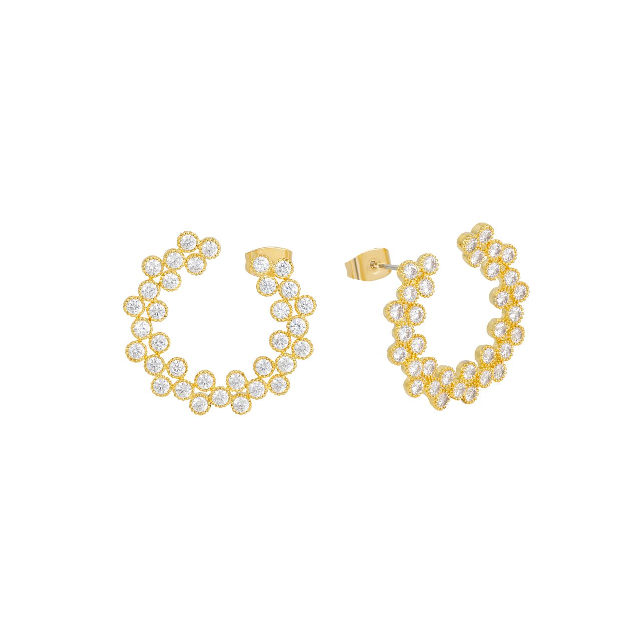 Elevate your elegance with the Romi Dublin Hoop Earrings, featuring a delicate flower cluster in a radiant gold finish. These sophisticated hoops blend timeless design with intricate floral detail, perfect for adding a refined touch to any ensemble.