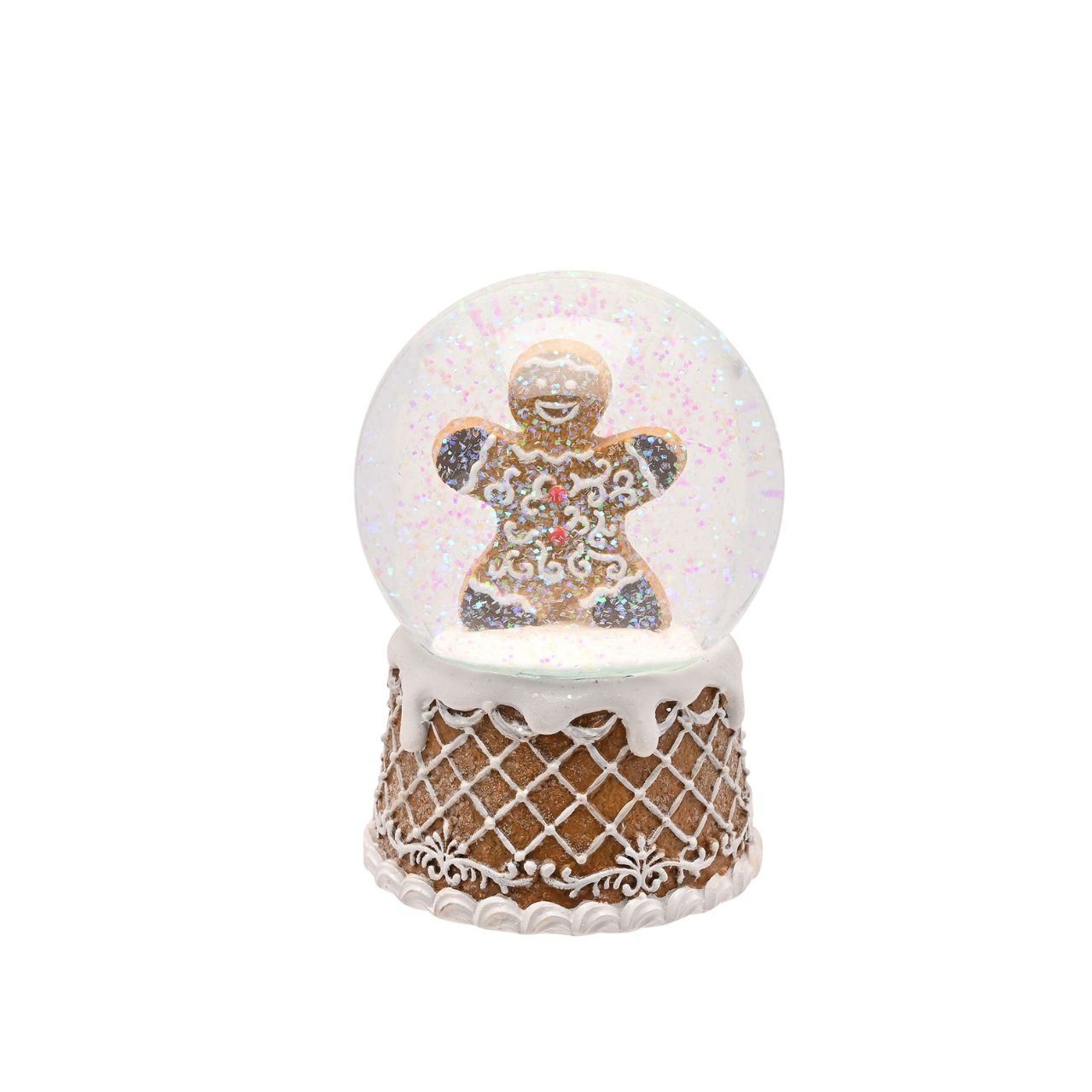 Delight in the festive spirit with the Santa & Friends Gingerbread Tree Snow Globe - 14cm, a charming item for your seasonal range.