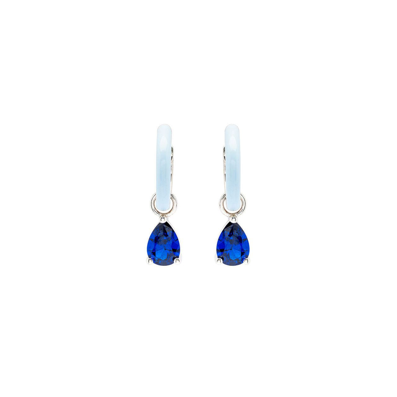Elevate your elegance with ShanOre's Sterling Silver Drop Earrings, featuring brilliant sapphire cubic zirconia stones complemented by delicate blue enamel accents.