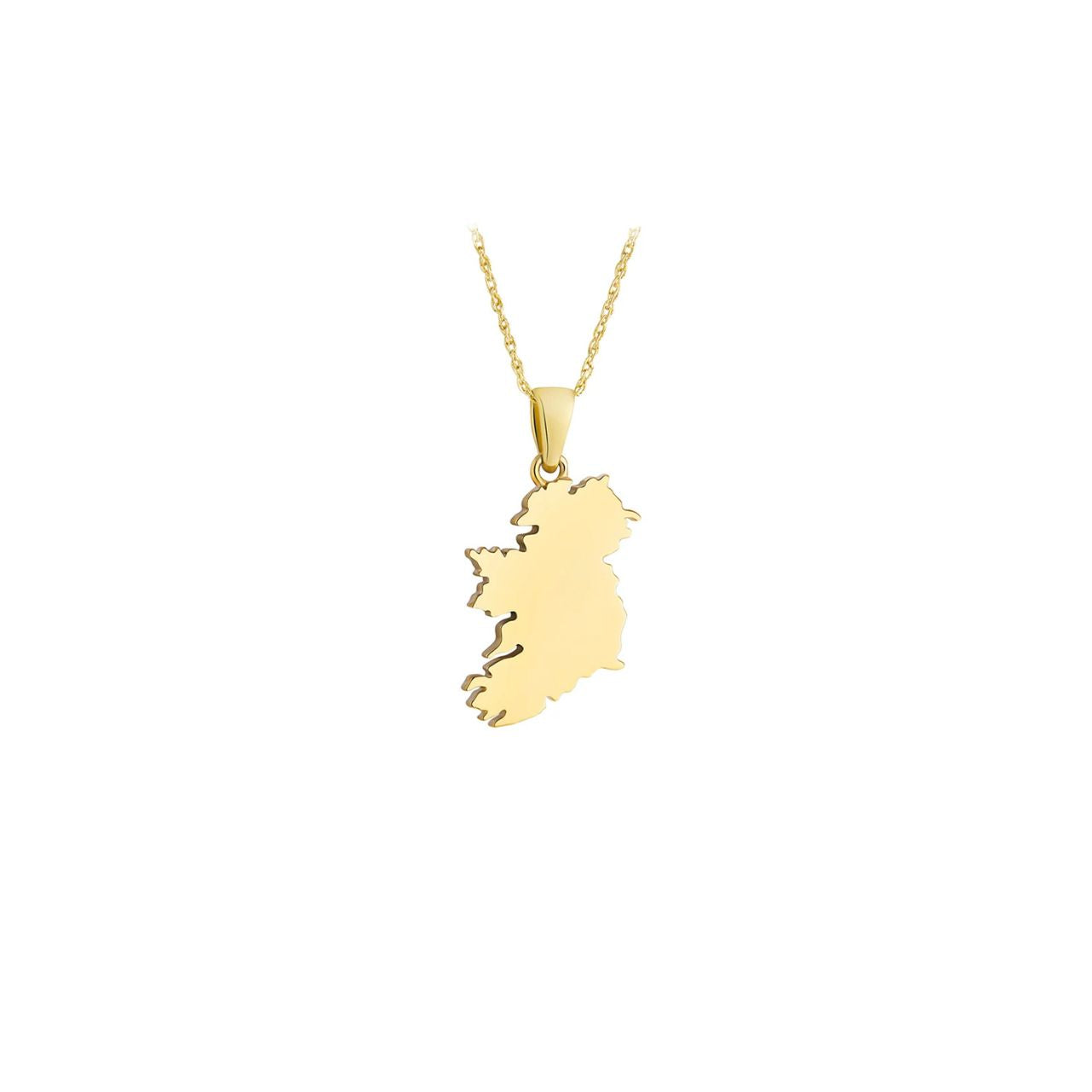 Crafted in 18K goldplated, this large Map of Ireland necklace makes a striking statement of heritage and connection. Showcasing the island's iconic silhouette in rich detail, this meaningful piece celebrates the place, people, and traditions that shape who we are.