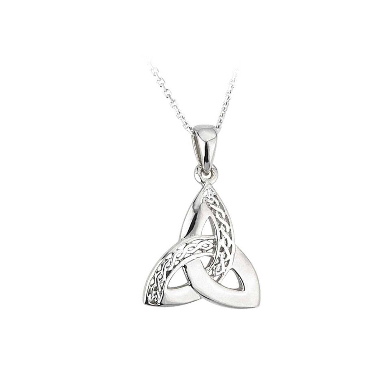Solvar Sterling Silver Celtic Trinity Knot Pendant 18” Chain This timeless sterling silver pendant features the iconic Trinity Knot, and has been Irish hallmarked in Dublin Castle. The Trinity Knot dates back to monks who worked tirelessly to illustrate the gospels, with the circular design (with no beginning and no end) representing eternal life and endless love.