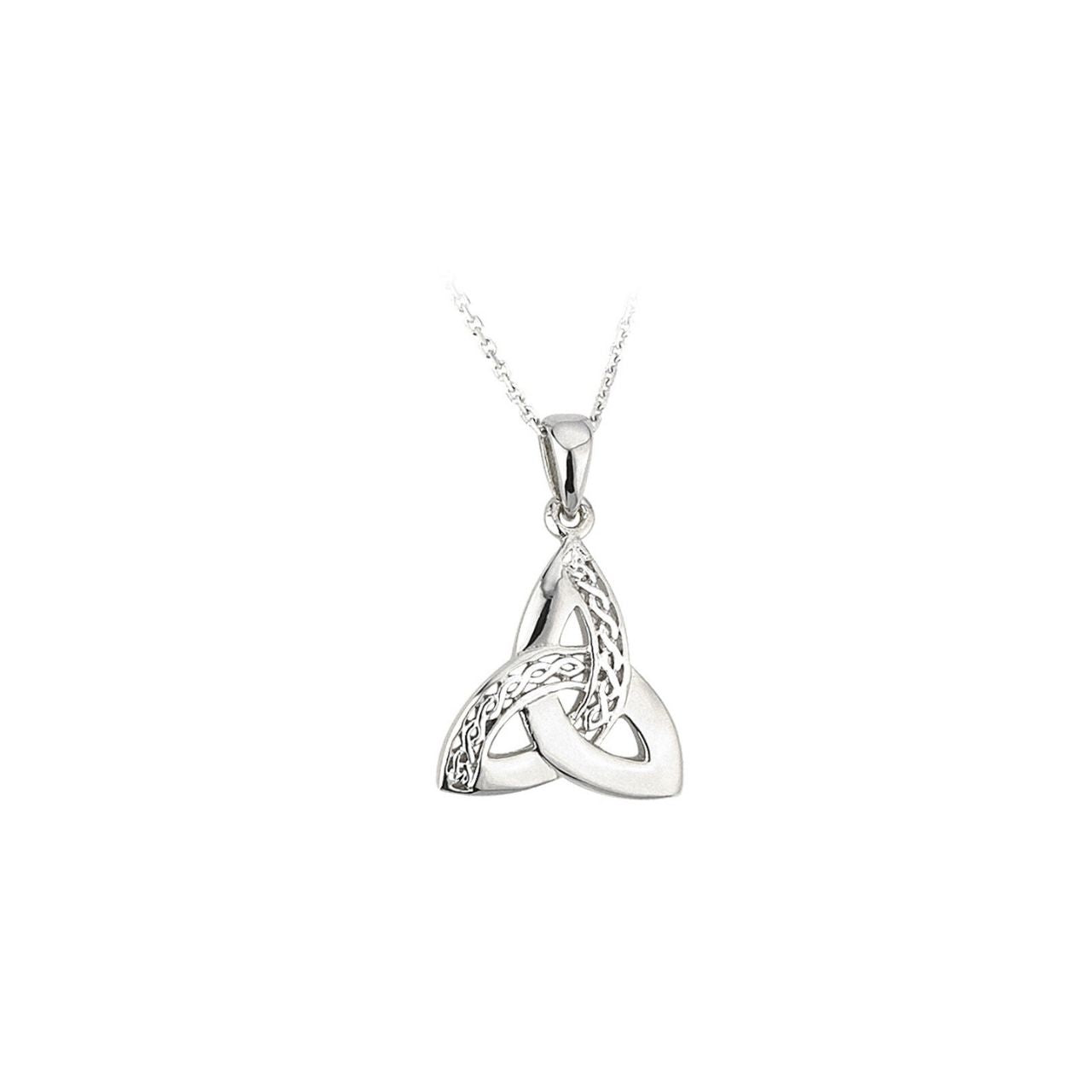 Solvar Sterling Silver Celtic Trinity Knot Pendant 18” Chain This timeless sterling silver pendant features the iconic Trinity Knot, and has been Irish hallmarked in Dublin Castle. The Trinity Knot dates back to monks who worked tirelessly to illustrate the gospels, with the circular design (with no beginning and no end) representing eternal life and endless love.