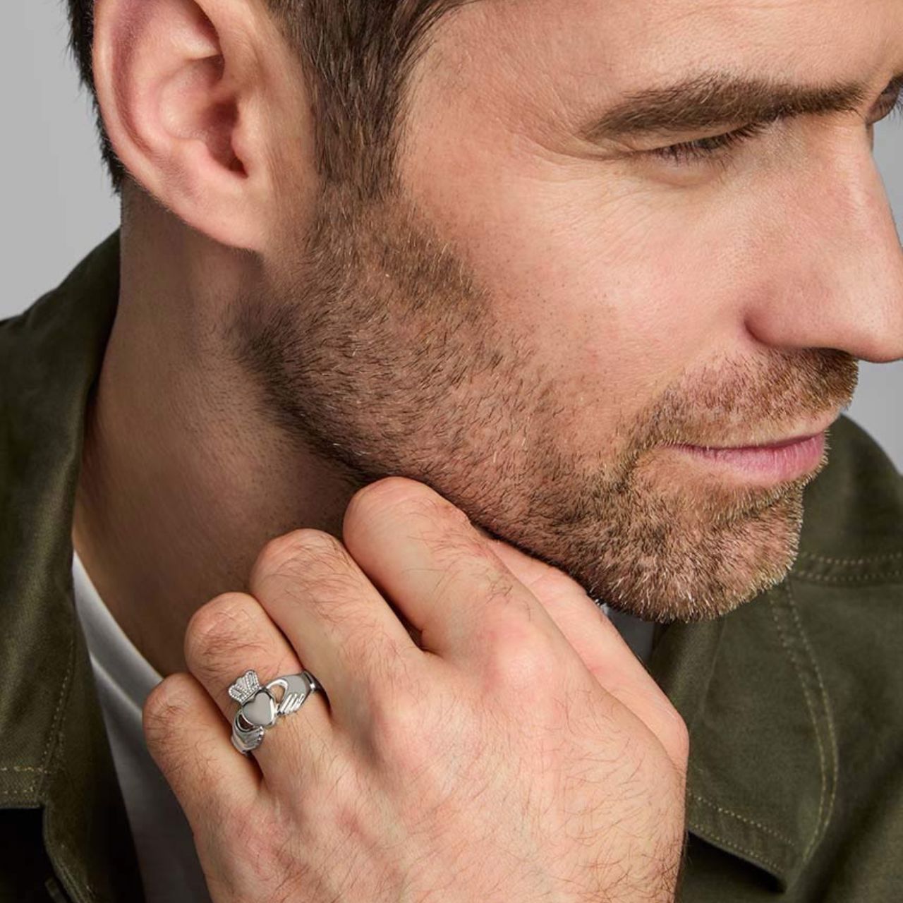 This sterling silver heavy Claddagh ring for men has been Irish hallmarked in Dublin Castle. The Claddagh’s symbols represent love (heart), friendship (hands) and loyalty (crown), and echo the words of the Irish sailor who first crafted it for his sweetheart: “With these hands I give you my heart, and I crown it with my love”.