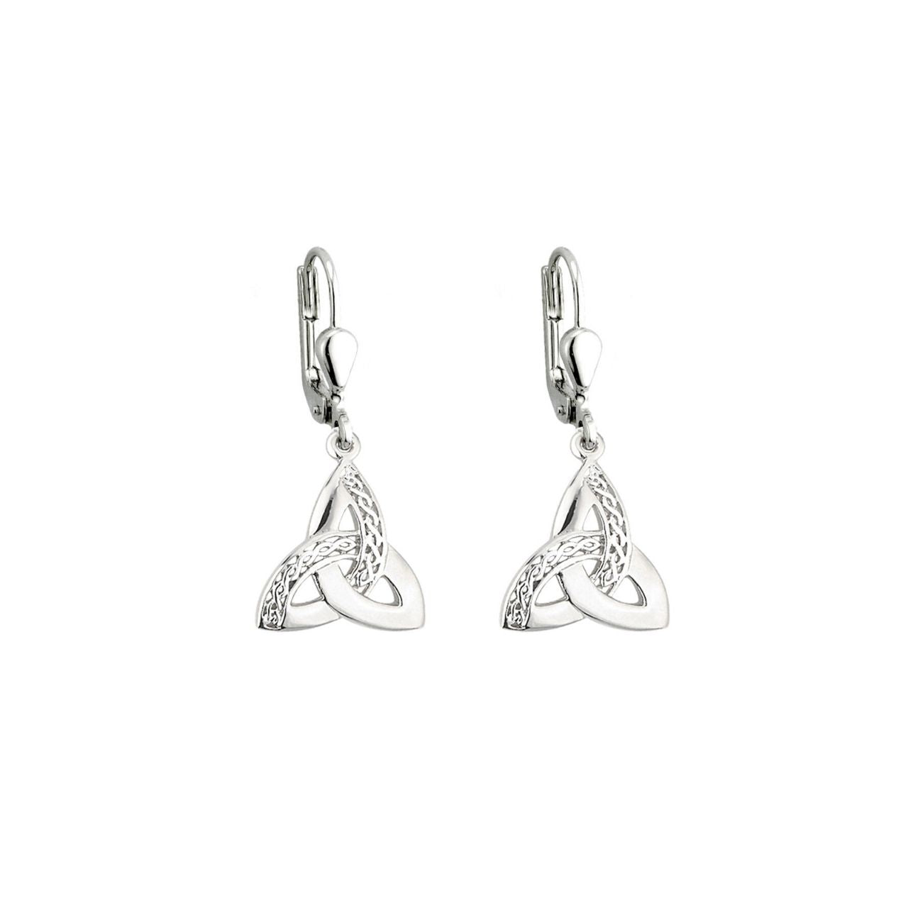 Sterling Silver Trinity Knot Drop Earrings by Solvar These precious sterling silver drop earrings feature the iconic Trinity Knot, and have been Irish hallmarked in Dublin Castle. The Trinity Knot dates back to monks who worked devotedly to illustrate the gospels, with the circular design (with no beginning and no end) representing eternal life and endless love.