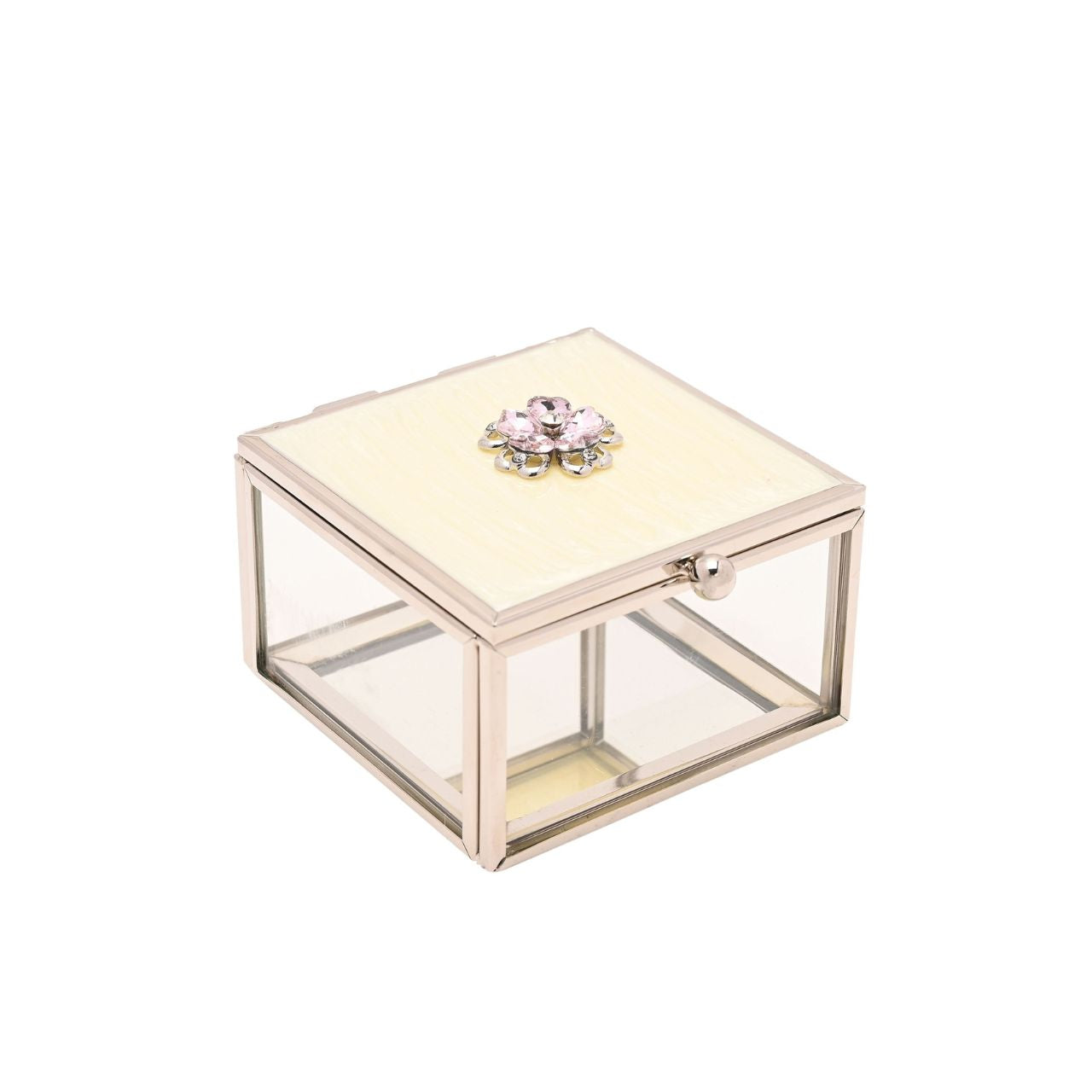 An elegant trinket box with an beautifully soft pink flower embellishment and pearl white epoxy inlay. From the SOPHIA Classic Collection - the home of style and sophistication in women's giftware.