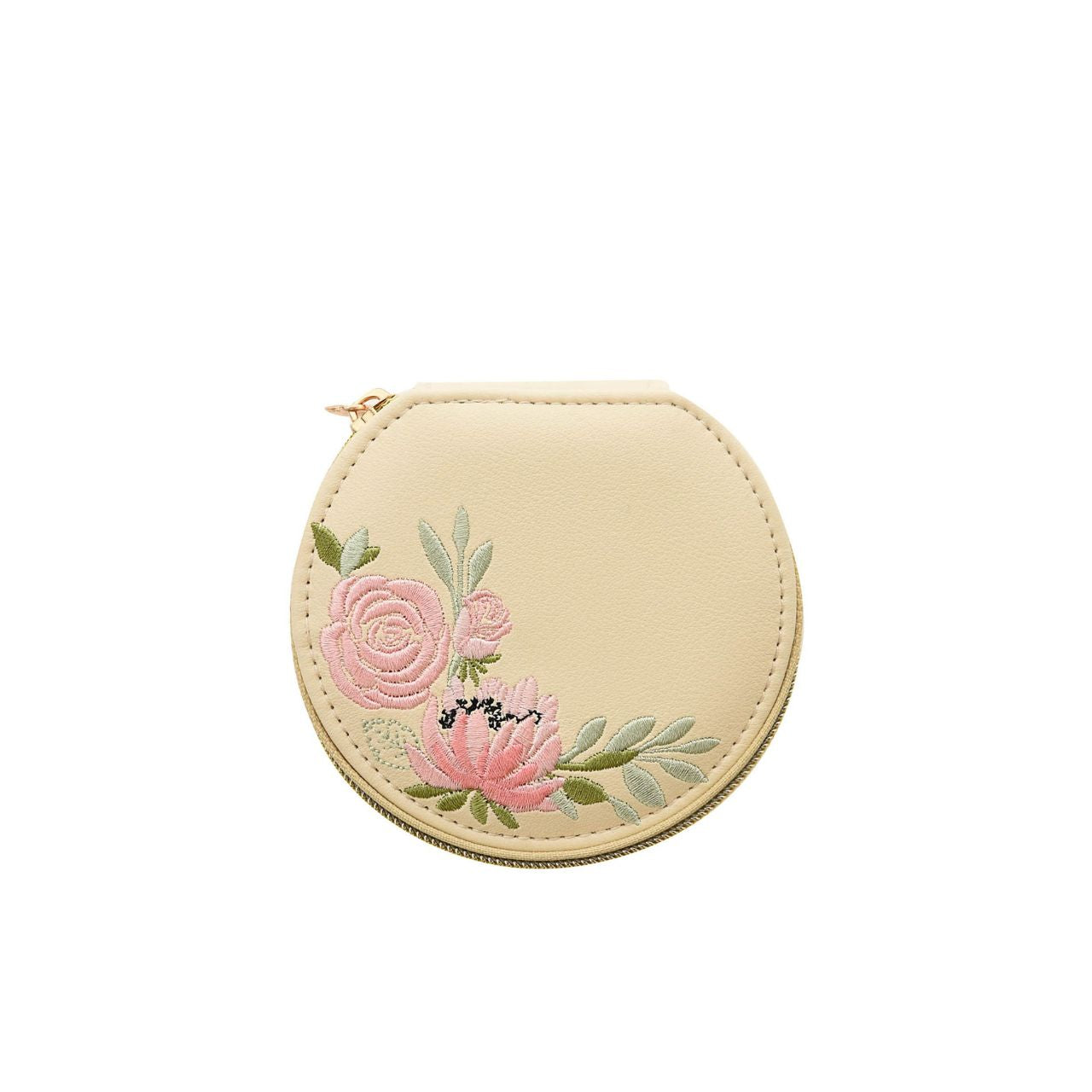This jewellery box features an intricate pastel floral design set against the on-trend muted yellow faux leather. With a stylish gold zip, this would make a thoughtful gift idea for any jewellery lovers.