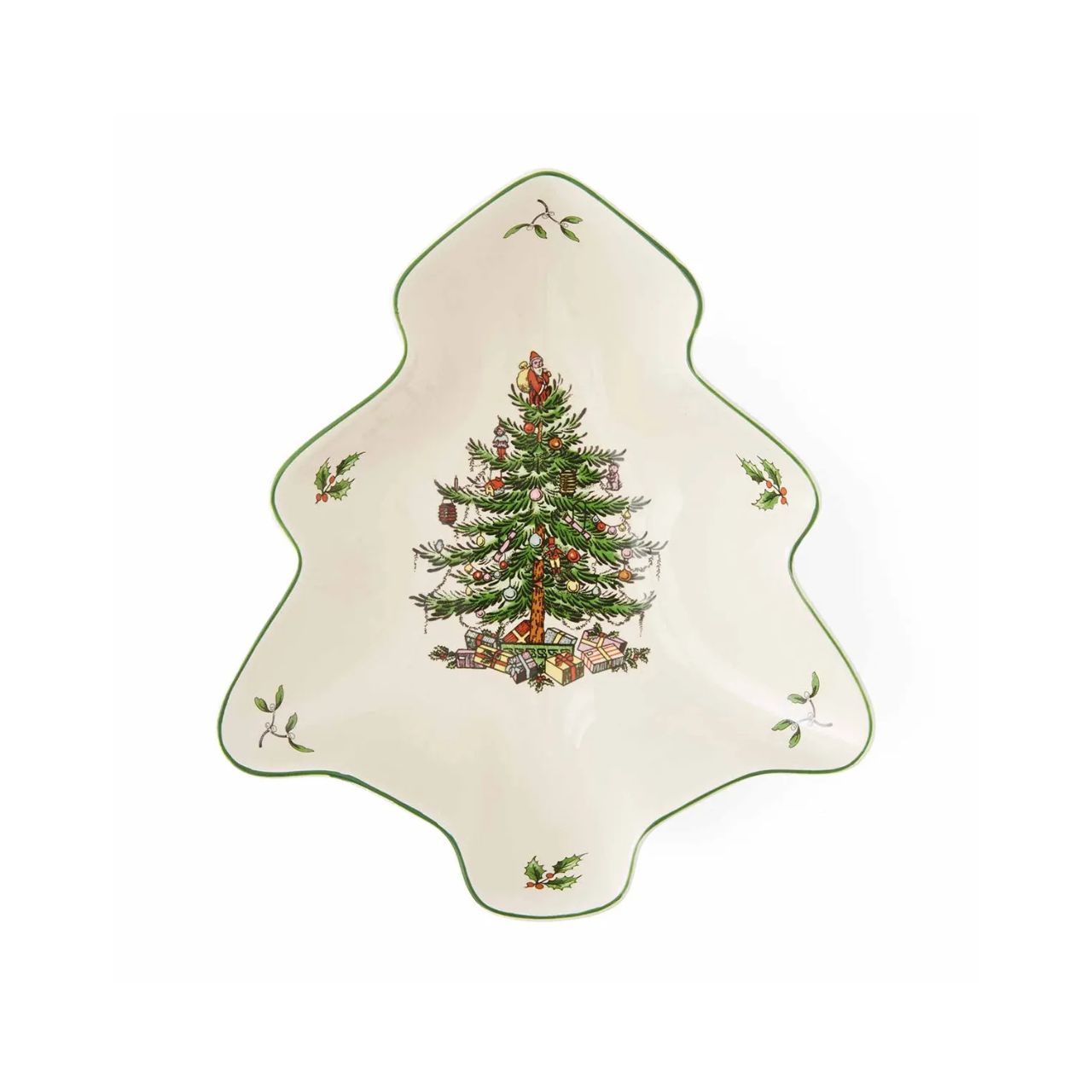 Tempting chocolates, Christmas cookies or traditional nuts, this Christmas Tree-shaped dish is the perfect receptacle for serving up all your festive favourites. The classic 1938 pattern by Spode features nostalgic reds, golds and greens and makes a beautiful addition to your Christmas collection.